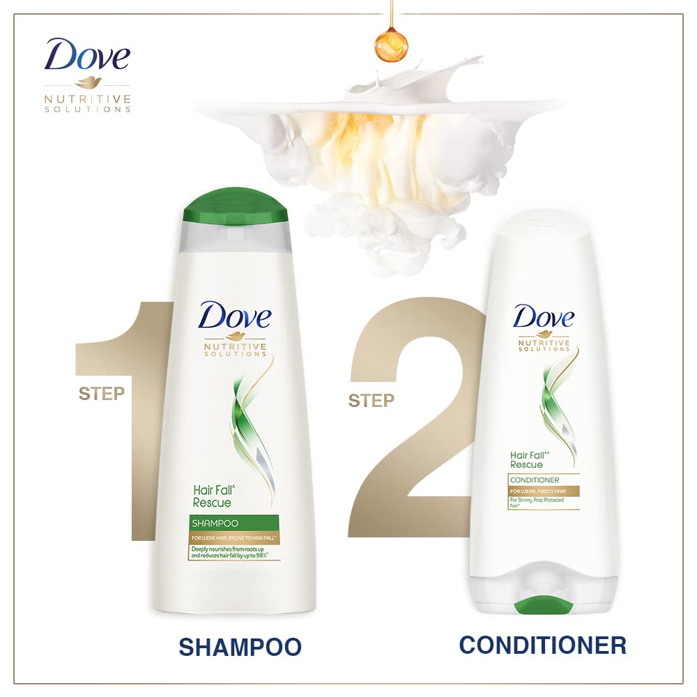 Dove Hair Fall Rescue Shampoo for Weak & Damaged Hair - 340ml | Strengthens & Reduces Hair Loss | For Daily Hair Care Routine & Scalp Health