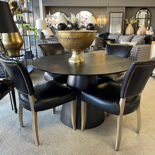 120cm Round Dining Table - Modern Black Wooden Table for Kitchen, Dining Room, Breakfast Nook | Perfect for Small Spaces & Family Gatherings