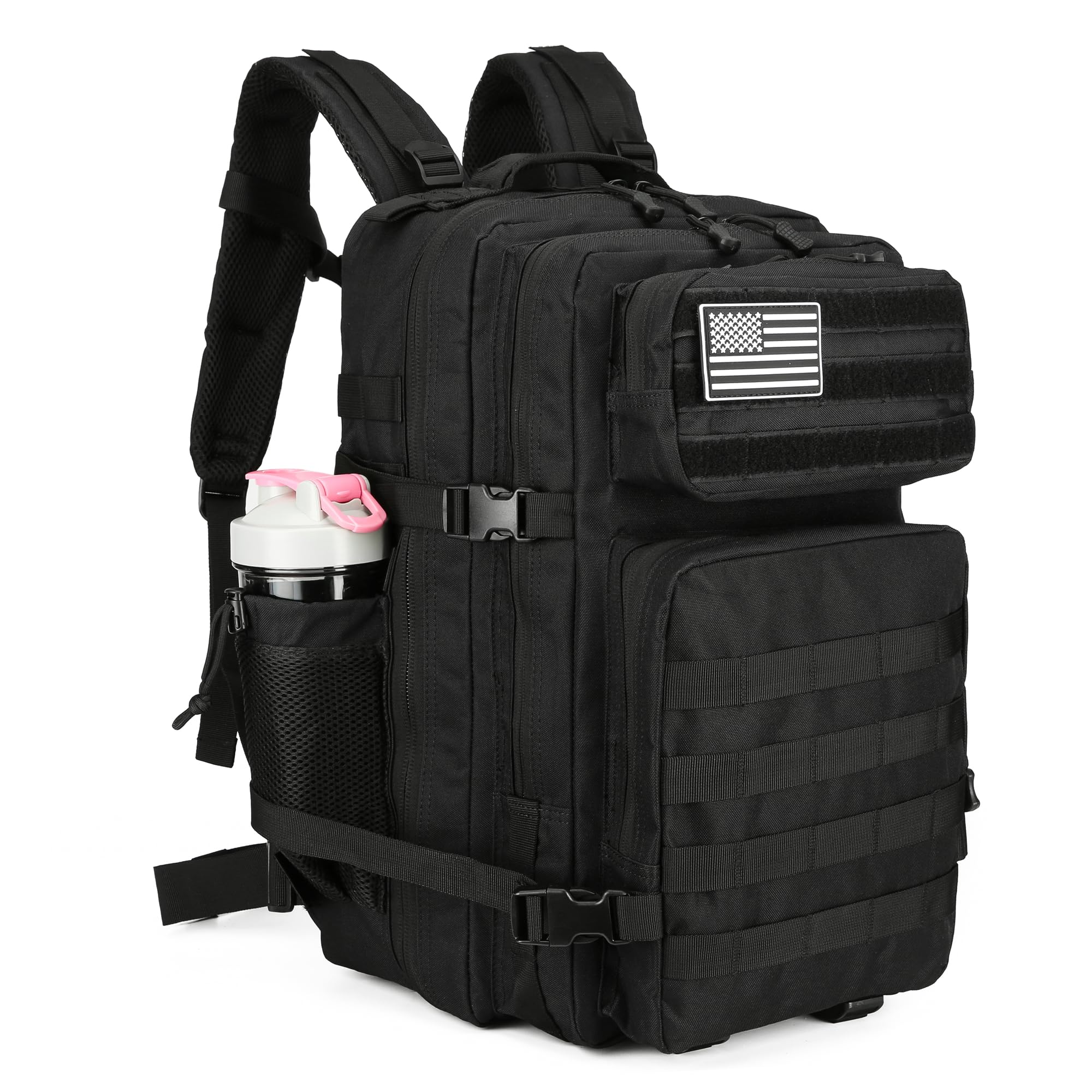 Lovelinks21 45L Tactical Assault Backpack - 3 Day Military Molle Waterproof Rucksack for Outdoor Camping, Hiking & Survival Gear (Black)