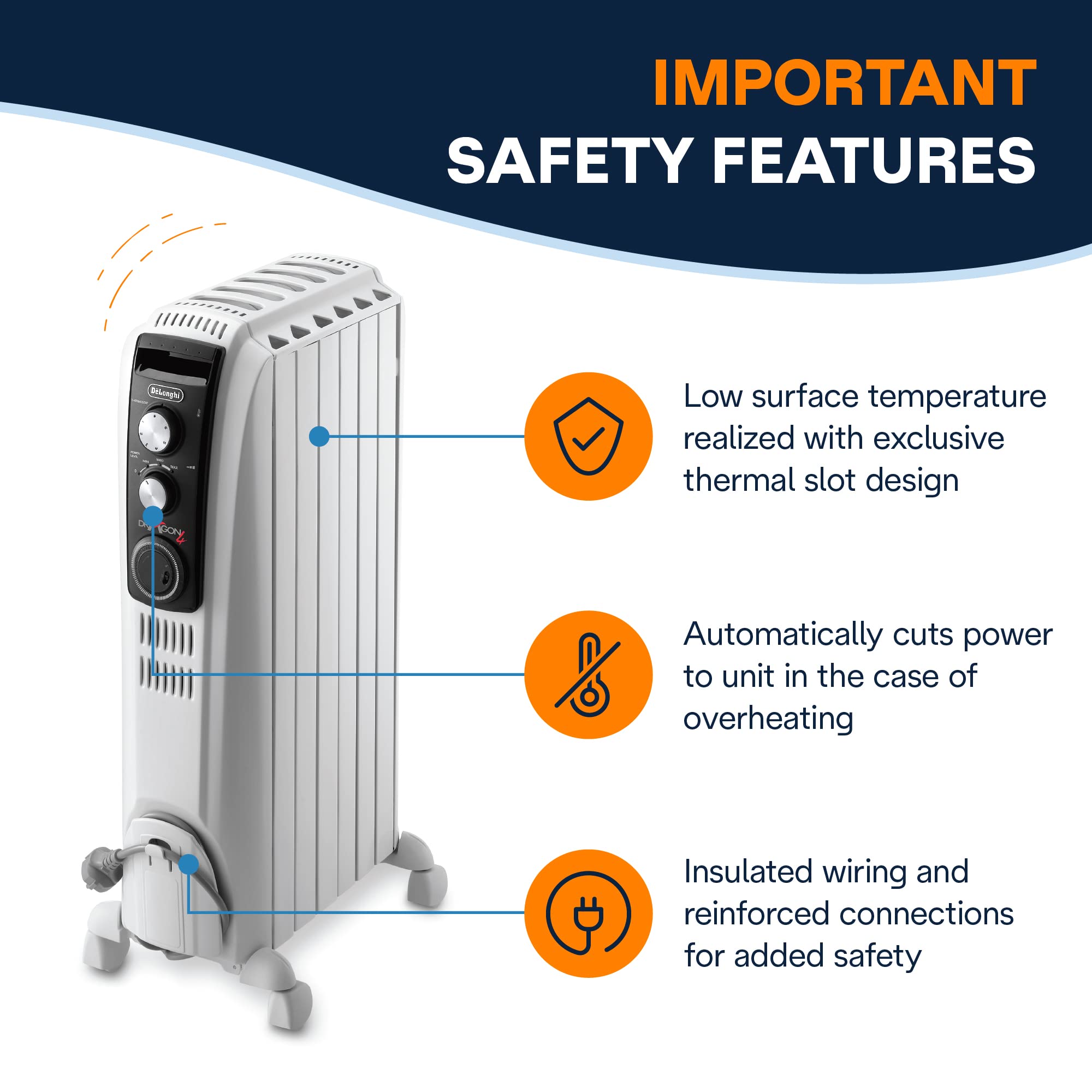 De'Longhi TRD40615T 1500W Oil Filled Radiator Heater - Portable Electric Space Heater with Programmable Timer & Safety Features for Bedroom, Office, Living Room | Indoor Room Heater for Winter Home Heating