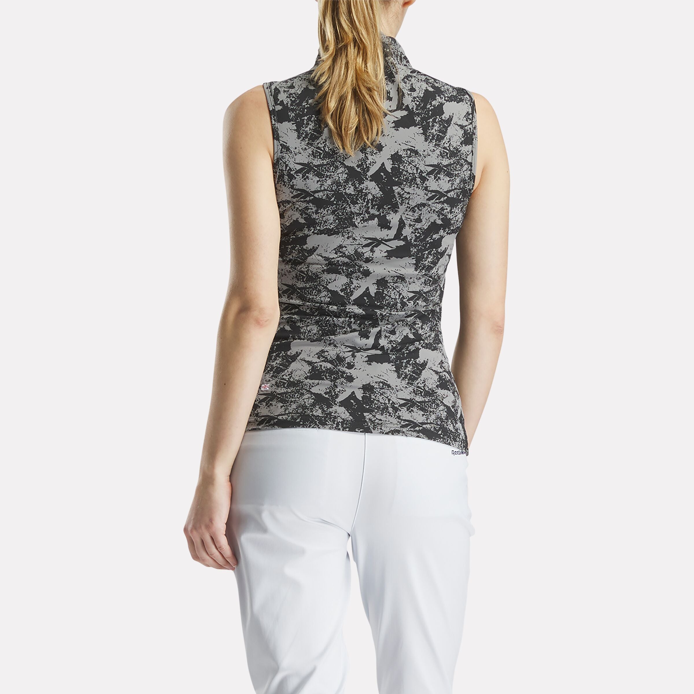 Women's Sleeveless Mock Neck Golf Shirt - Vector Abstract Print Athletic Top for Golfing, Tennis & Summer Outdoor Activities