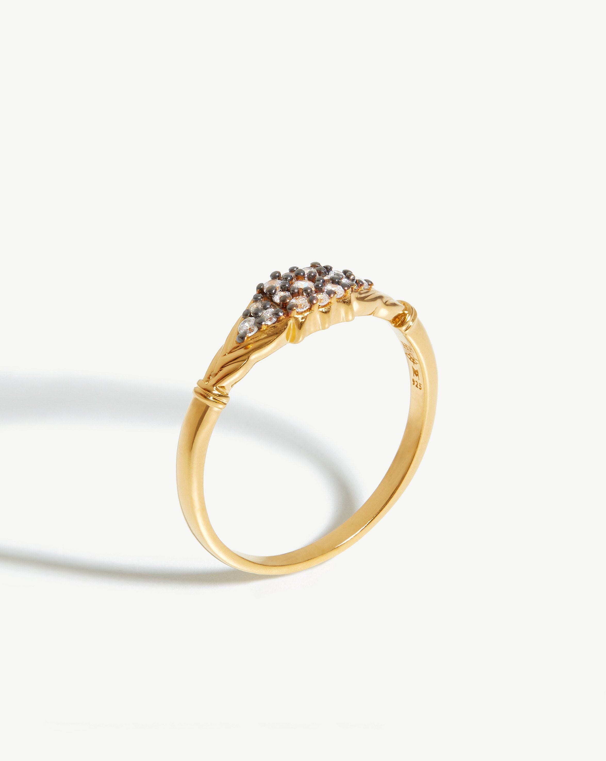 Harris Reed Gilded Pavé Ring - 18k Gold Vermeil & Cubic Zirconia Statement Jewelry for Women | Elegant Gift for Weddings, Parties & Special Occasions