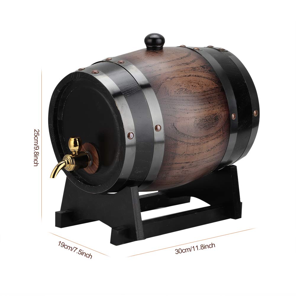 3 Liter Wooden Whiskey Barrel with Stand - Oak Wine Making Barrel Keg for Home Brewing, Aging Spirits & Bar Decor | Perfect for Whiskey, Wine, Cocktail Storage & Rustic Home Bar Decor