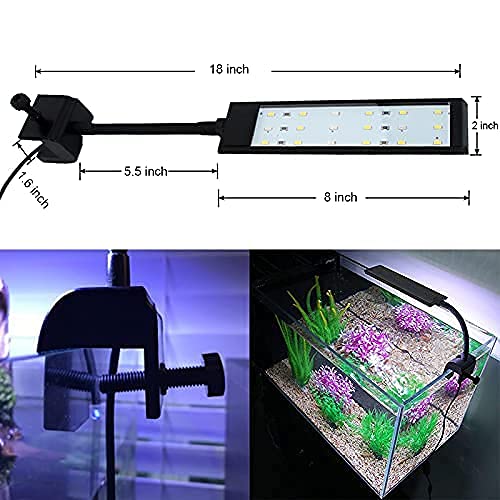 VARMHUS RGB Clip-On Aquarium Light with Timer & Dimmer - 7W Adjustable Fish Tank Lighting for Sunrise/Sunset Effects, Perfect for Freshwater Plants & Small Aquariums - Ideal for Home, Office & Aquatic Hobbyists