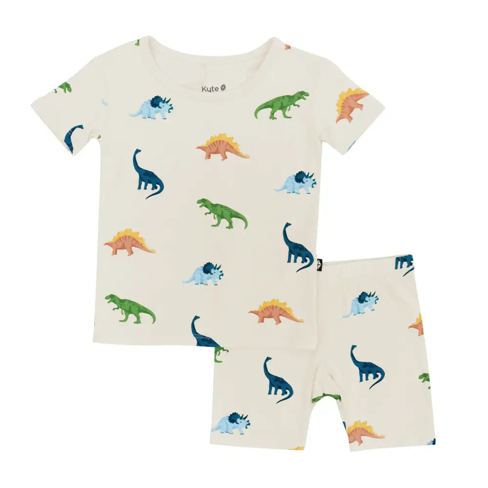 Kyte Baby Organic Cotton Short Sleeve Pajama Set - Soft Ecro Roar Print - Comfortable Sleepwear for Infants & Toddlers - Perfect for Bedtime, Naptime & Lounging