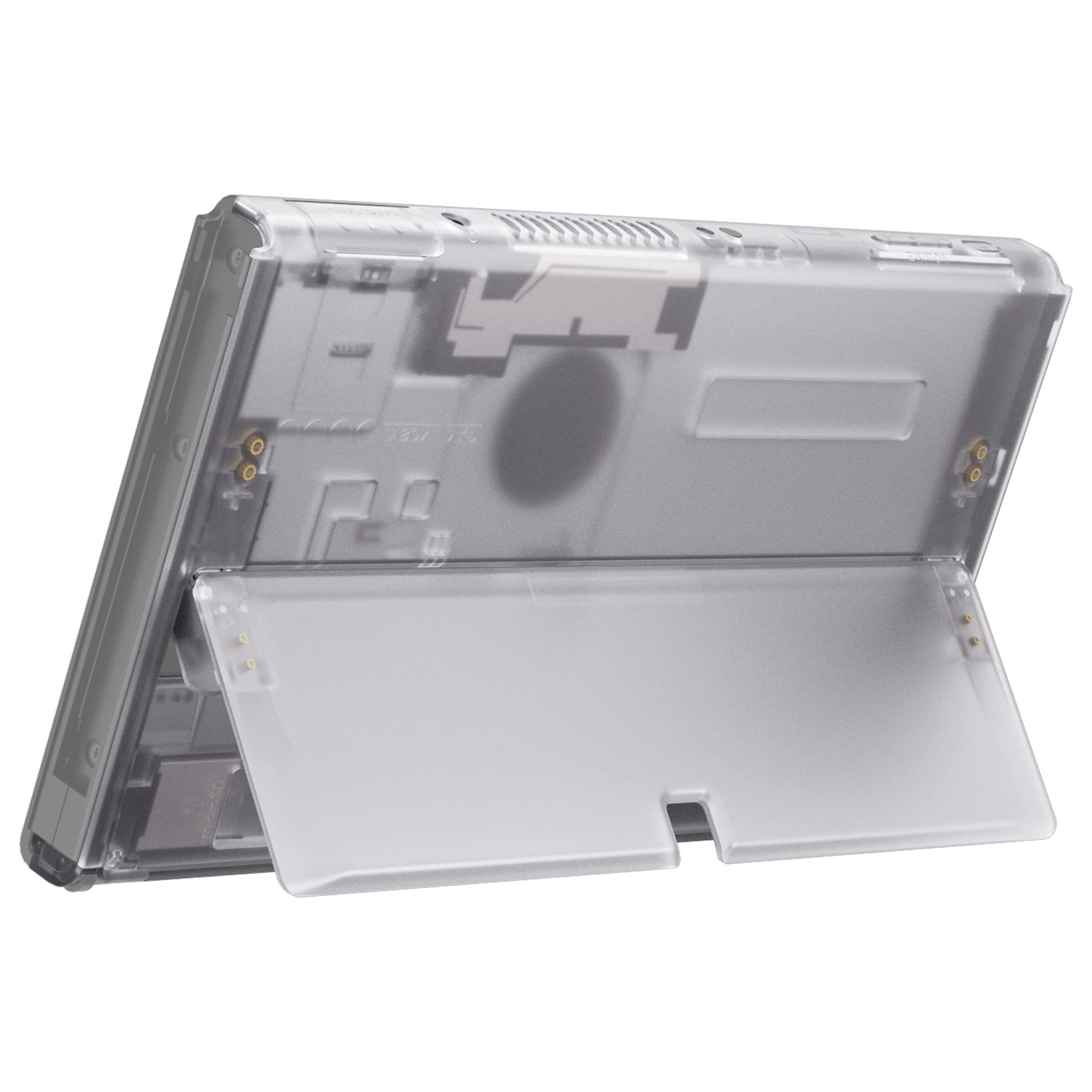 eXtremeRate Transparent Back Cover Shell Replacement & Kickstand for Nintendo Switch OLED Console - Compatible with NS Switch OLED (Console & Joycon Not Included) - Durable Protection for Gaming, Travel, and Everyday Use