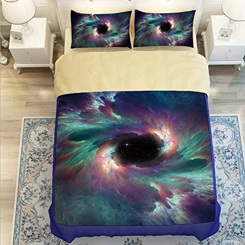 LELVA Galaxy Duvet Cover Set - Space Themed Bedding with Matching Sheets - Twin/Full/Queen Size (Queen, 4-Piece) - Perfect for Astronomy Lovers' Bedrooms & Themed Guest Rooms