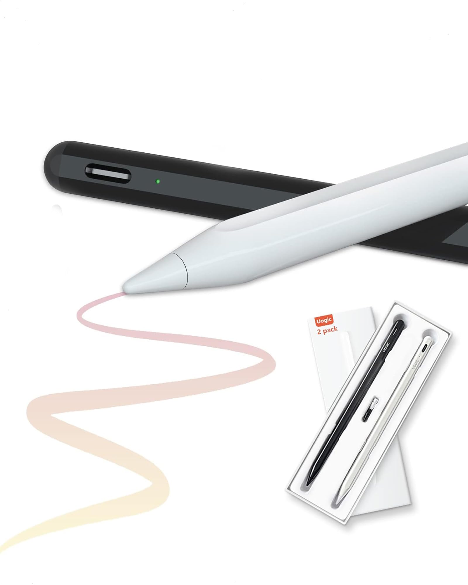 Uogic Active Stylus Pen for iPad with Palm Rejection, Magnetic Adsorption & Tilt Function - Compatible with iPad Mini 5/6, iPad Air 3/4/5, iPad Pro 11