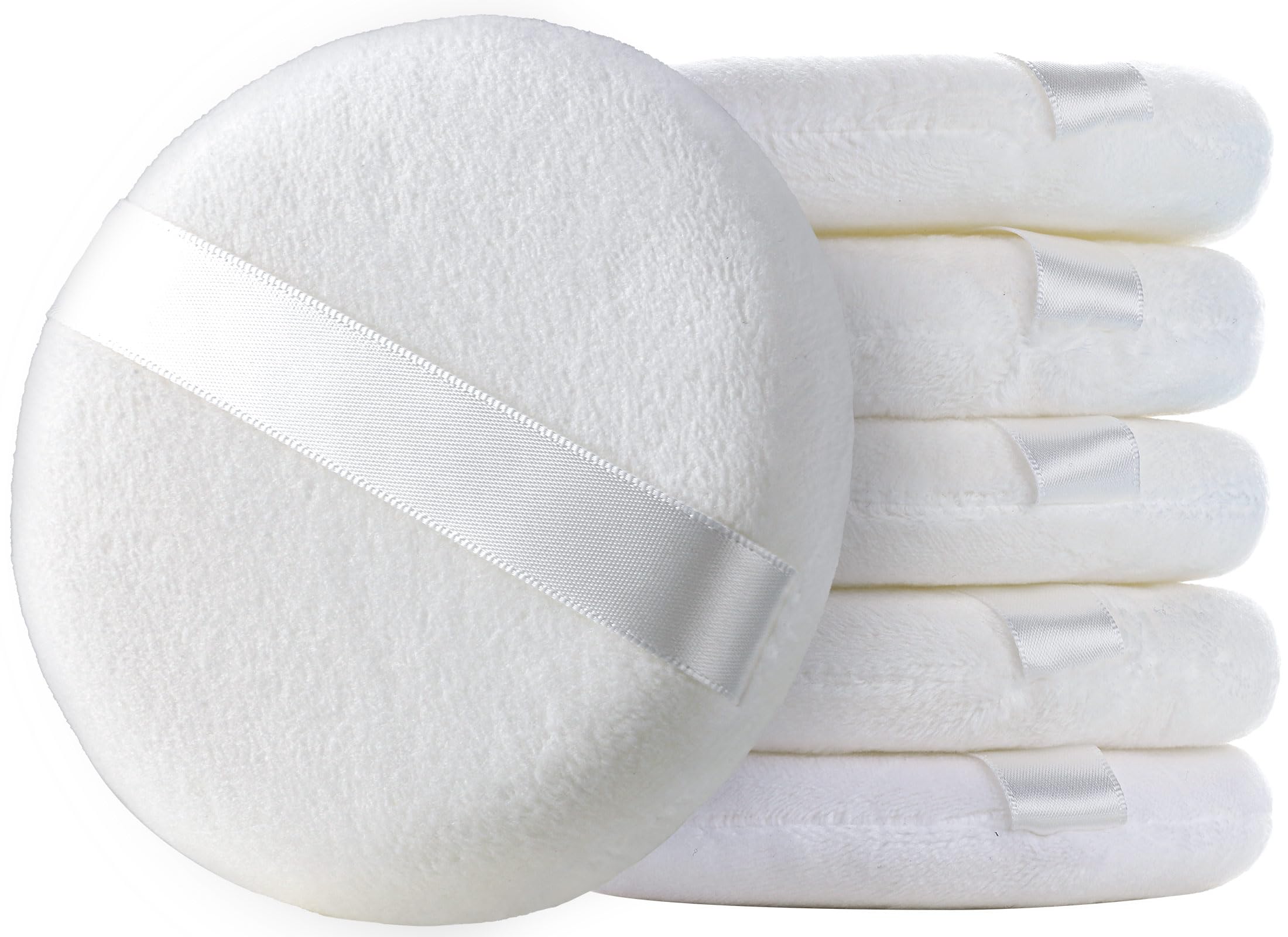 Teenitor 6-Piece Large Powder Puff Set - 4.13 Inch Round Velour Body Powder Puffs for Loose Powder | Perfect for Makeup Application, Body Powder & Setting Powder | Ideal for Professional Makeup Artists & Home Use