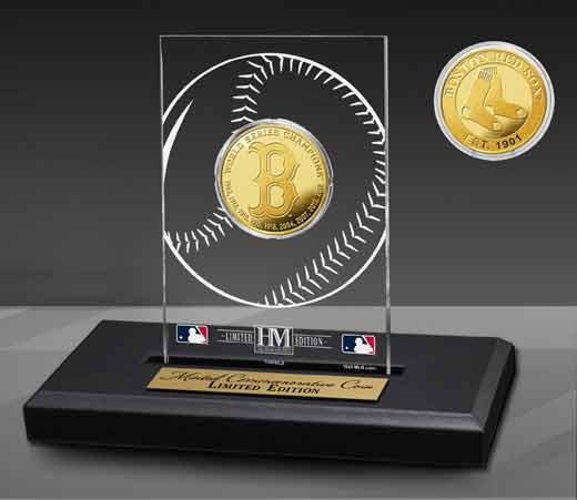 Boston Red Sox 9-Time World Series Champions Commemorative Acrylic Gold Coin - Perfect for Baseball Fans, Collectors, and Sports Memorabilia Displays