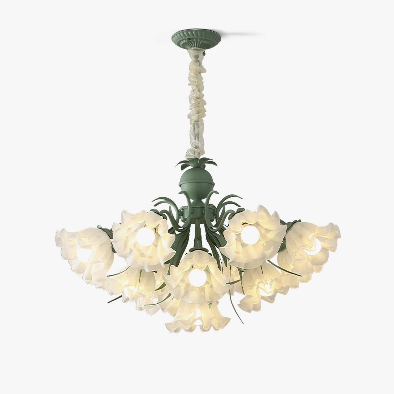 Elegant Lily of the Valley Flower Chandelier - Vintage Floral Crystal Ceiling Light Fixture for Dining Room, Bedroom & Wedding Decor