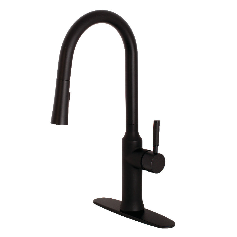 Gourmetier Modern Single Handle Pull Down Kitchen Faucet - High Arc Brushed Nickel Waterfall Sprayer for Farmhouse & Contemporary Sinks | Perfect for Cooking, Washing Dishes & Filling Pots