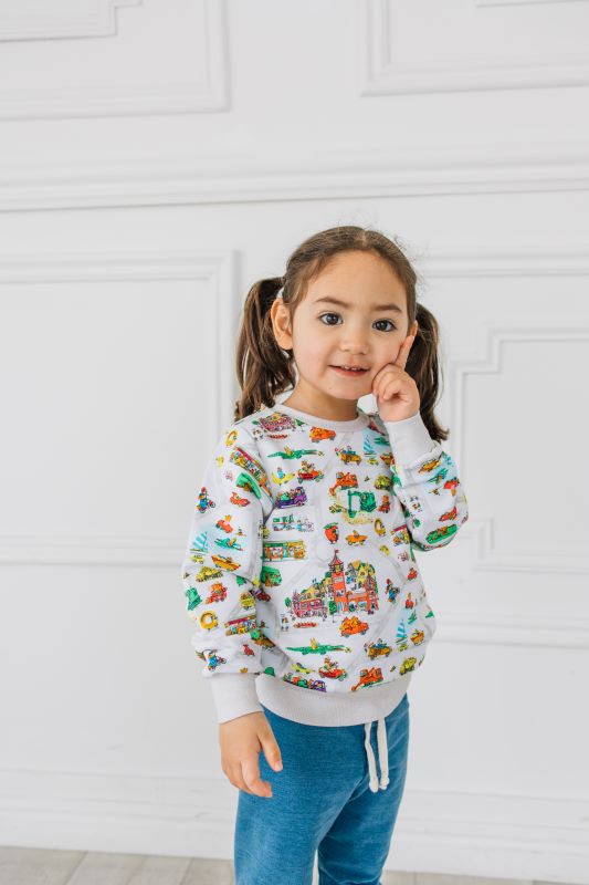 Richard Scarry's Busyworld™ Busytown Map Crewneck Sweatshirt - Kids' Cartoon Graphic Hoodie for Boys & Girls - Perfect for School, Playdates & Family Adventures