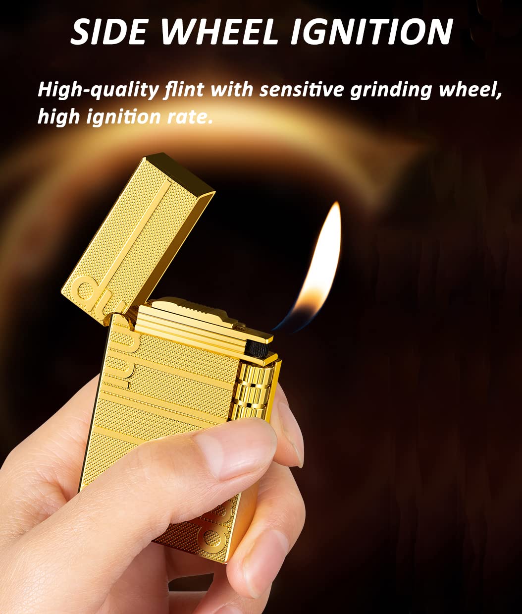 Adjustable Soft Flame Lighter for Cigars - Metal Sliver Design for Smoking & Gifting