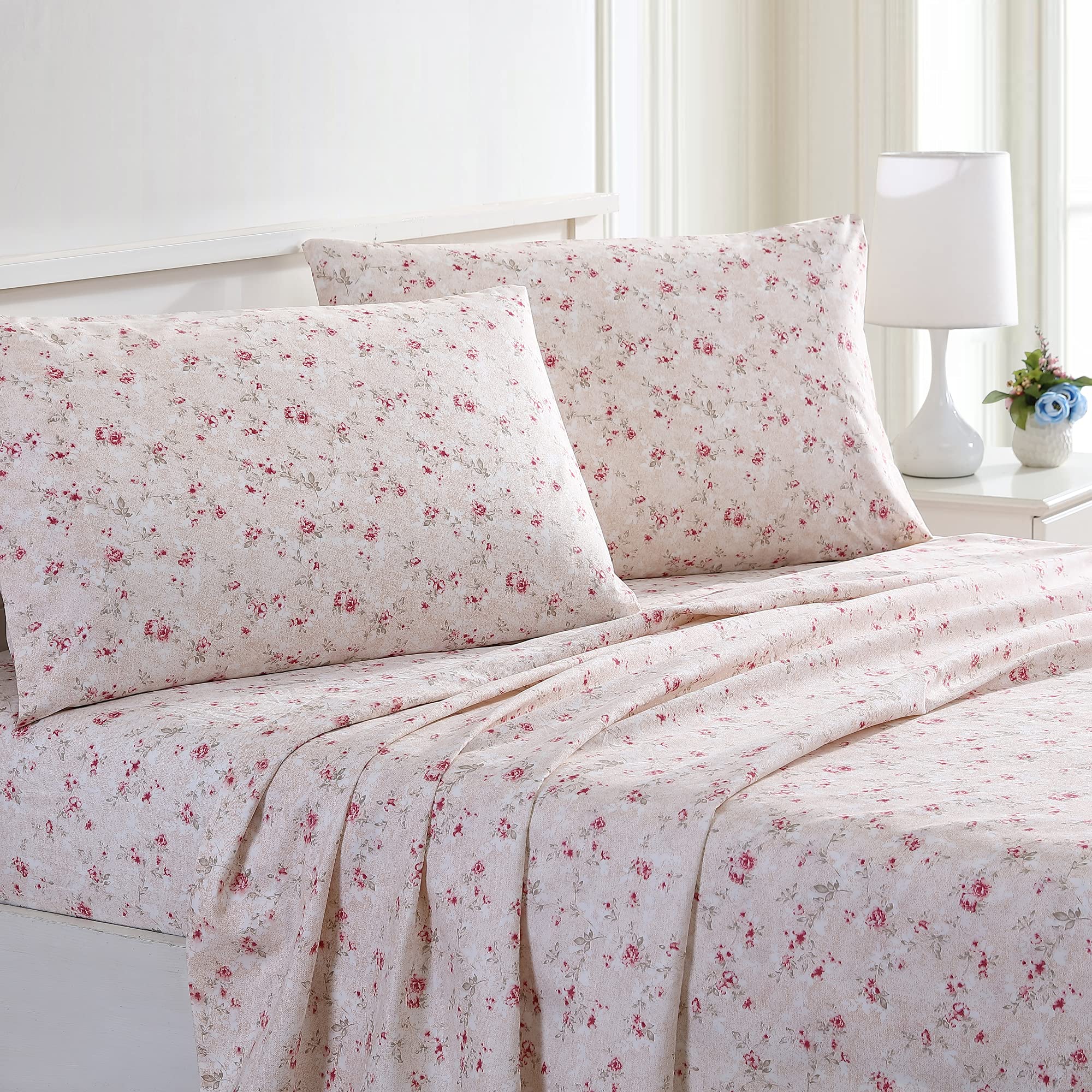 Modern Threads Printed 3-Piece Ultra Soft Bed Sheet Set with Pillowcases - Deep Pocket Fits Mattress up to 16 Inches, Kashmir Rose Design for Twin Size | Perfect for Cozy Bedrooms, Guest Rooms & Dorm Decor