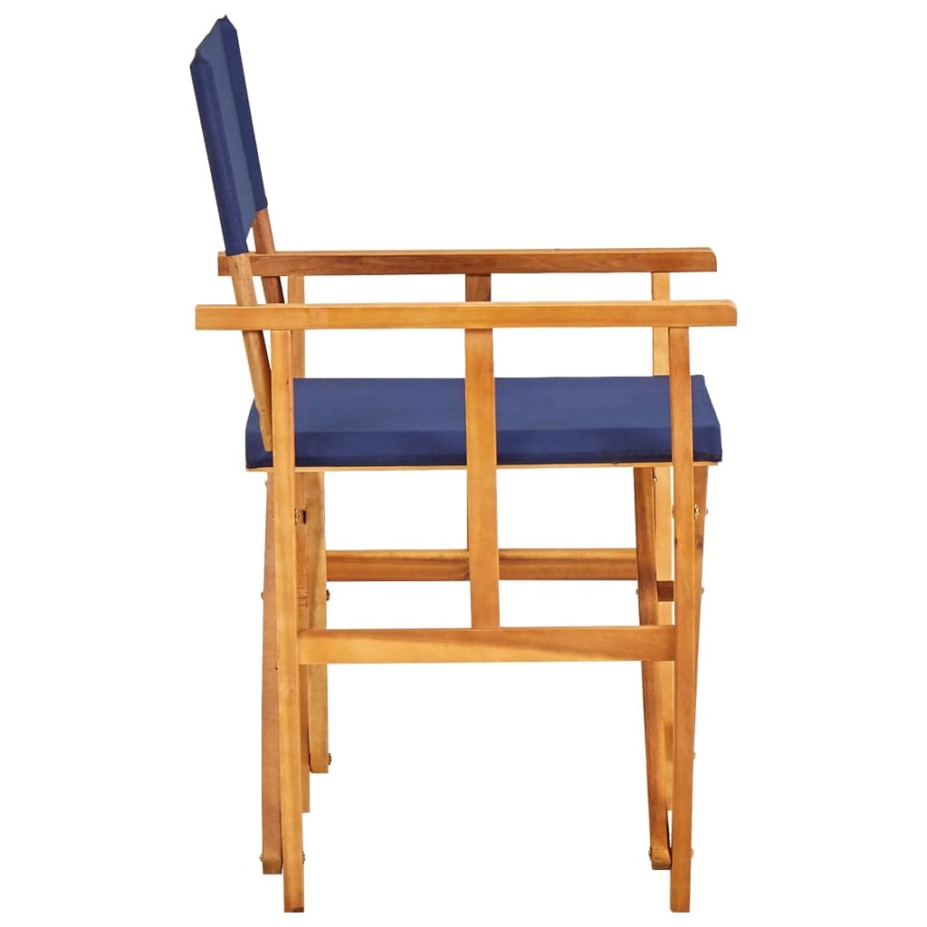 2-Pack Acacia Wood Director's Chairs - Patio, Garden, Lawn, Deck & Poolside Lounge Chairs in Blue - Perfect for Outdoor Relaxation, Backyard BBQs & Balcony Lounging