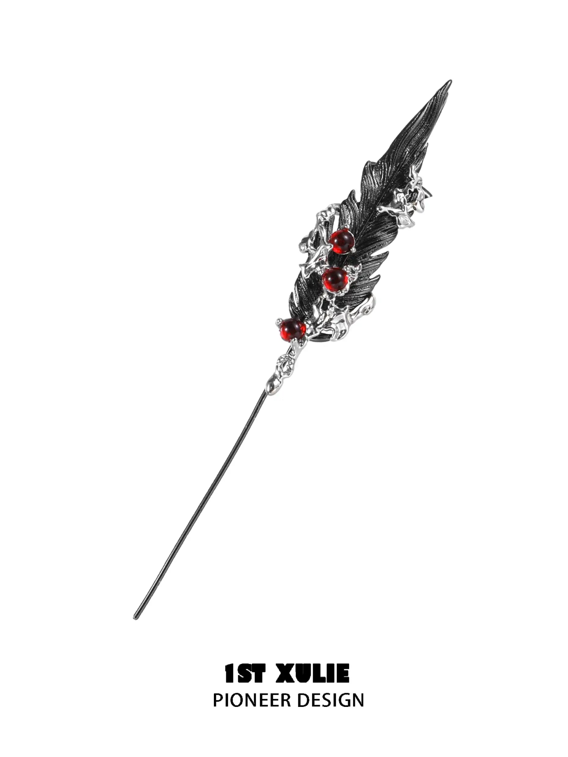 Lucifer Red Crystal 18K Black Gold Plated Ear Hook Needle Piercing Earrings for Women - Gothic Jewelry for Parties, Nightclubs & Special Occasions