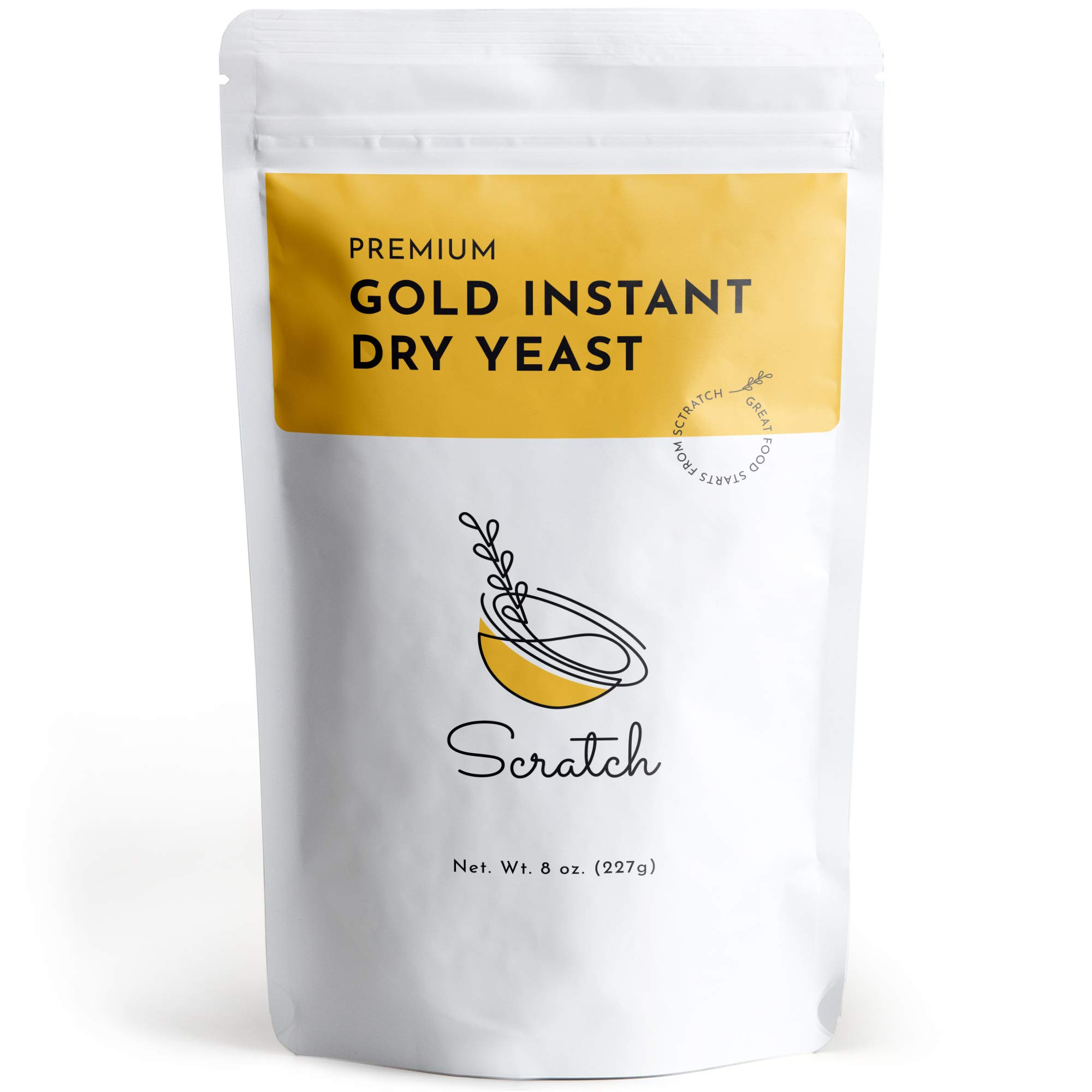 Premium Instant Dry Yeast - Fast Rising Gold Yeast for Bread Making - Add Directly to Dry Mix - Ideal for Homemade Bread, Pizza Dough, Bread Machines & Artisan Baking - Perfect for Quick Baking & Holiday Cooking - 8oz Packet (1 Count)