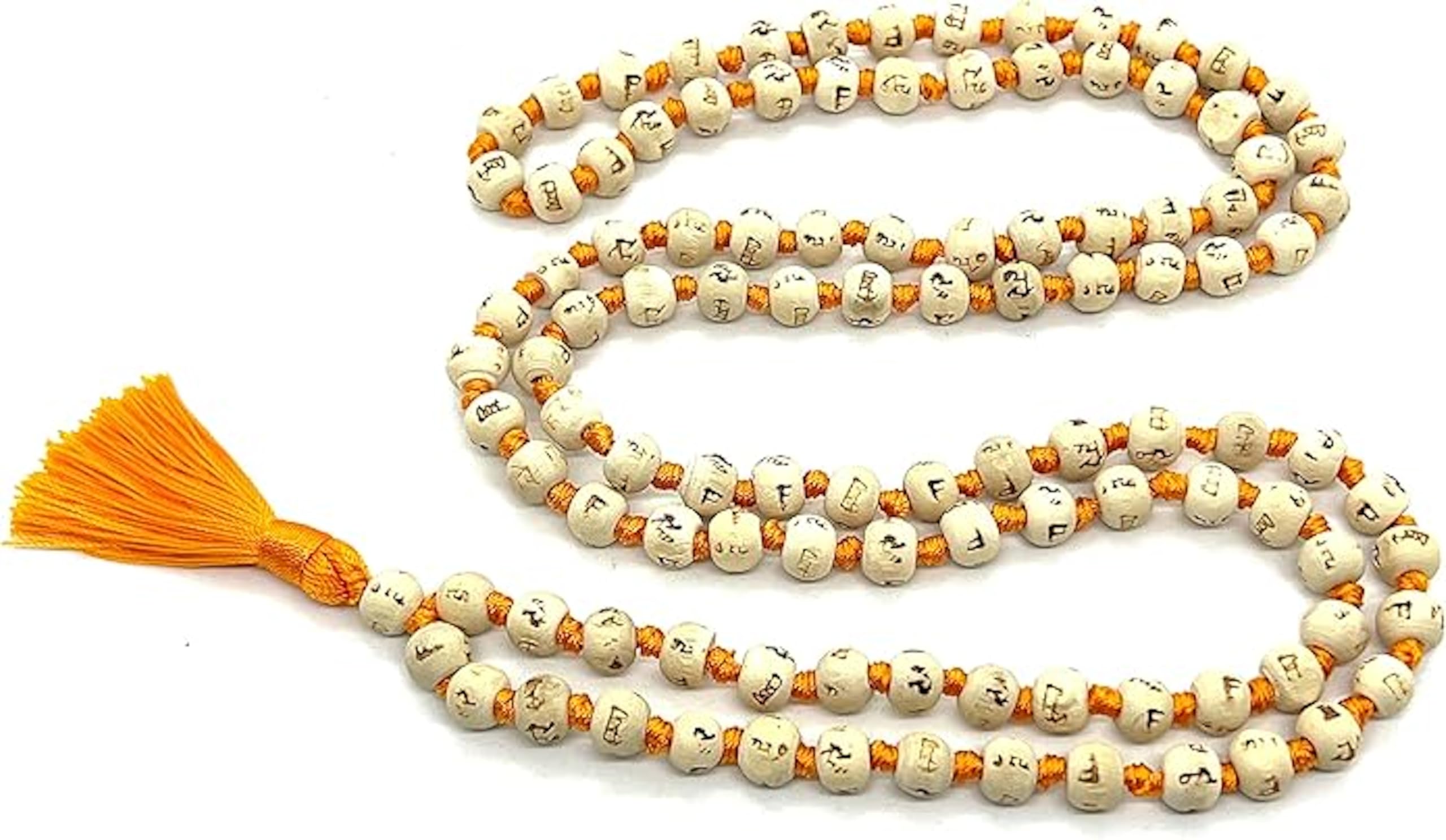 Hand Knotted Tulsi Mala Necklace - 8mm 108 Prayer Beads for Meditation & Yoga, Heart Chakra Alignment with Ram Engraving - Spiritual Jewelry for Mindfulness Practice & Hindu Devotion