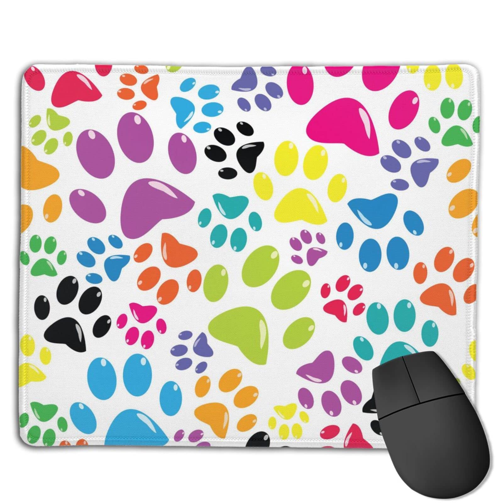 Colorful Dog Paw Print Mouse Pad - Non-Slip Rubber Base Gaming & Office Mouse Pad for Computers, Laptops - Perfect for Work, Gaming & Home Office Use