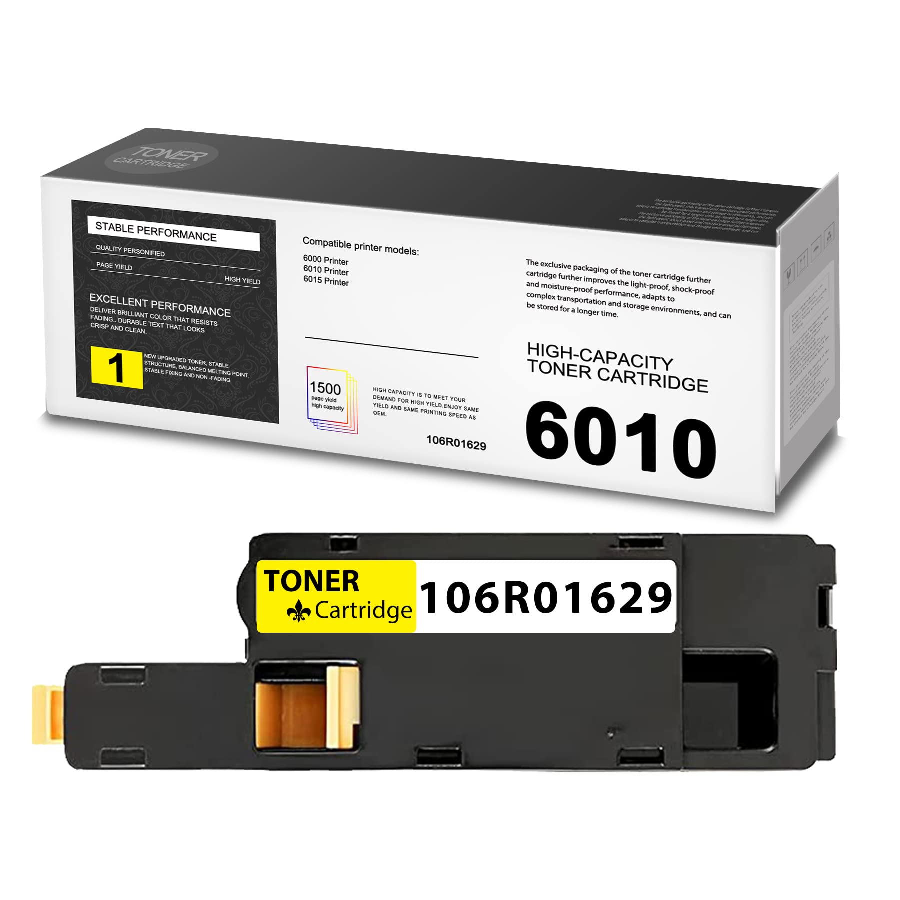 Original NUCALA 1 Pack Yellow 106R01629 Toner Cartridge Replacement for Xerox 6010 6000 6015 Printers - High Yield Printing for Office & Home Use