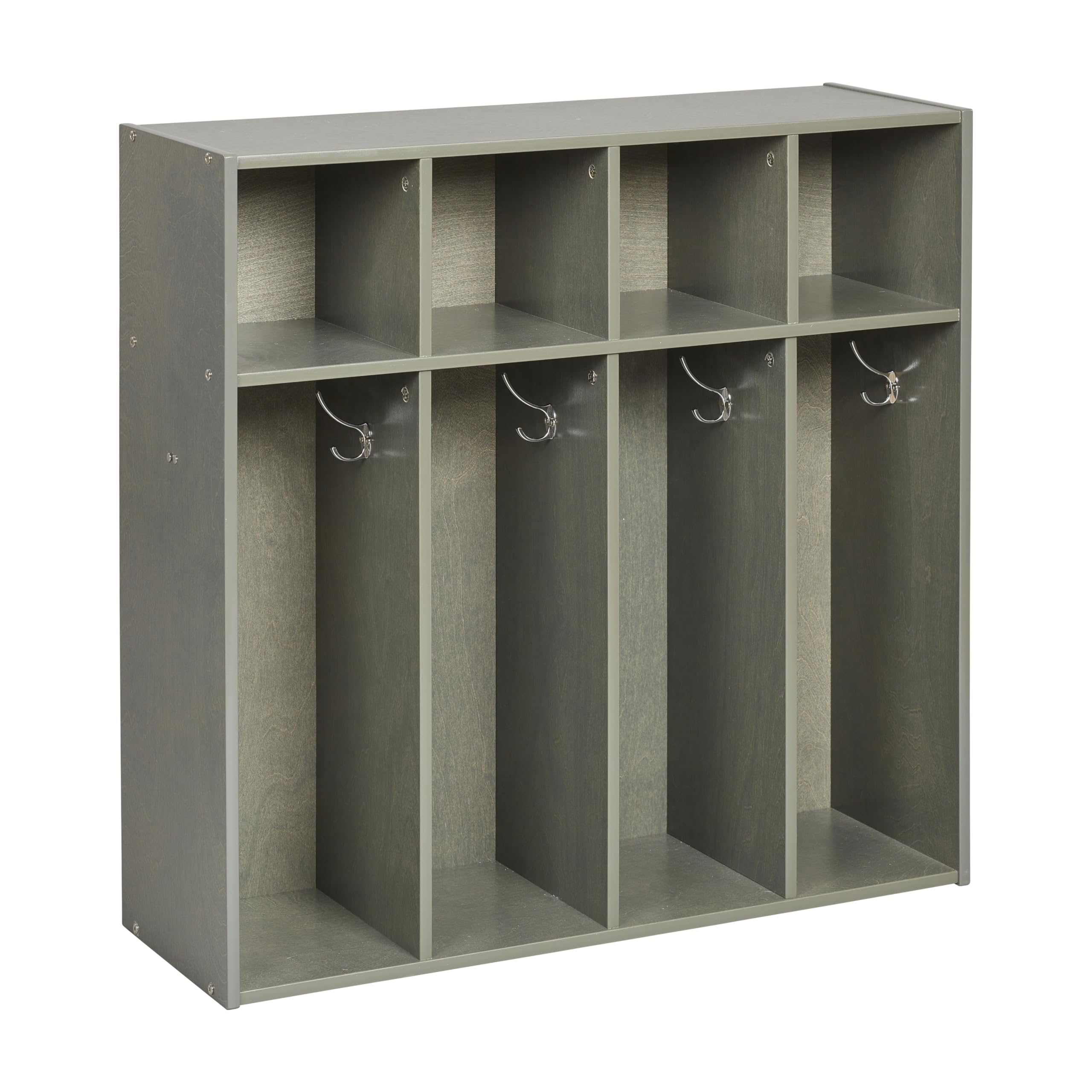 ECR4Kids Streamline 4-Section Toddler Coat Locker - Grey Wash Kids Furniture for Daycare, Preschool & Home Organization - Durable Storage Solution for Jackets, Backpacks & School Supplies