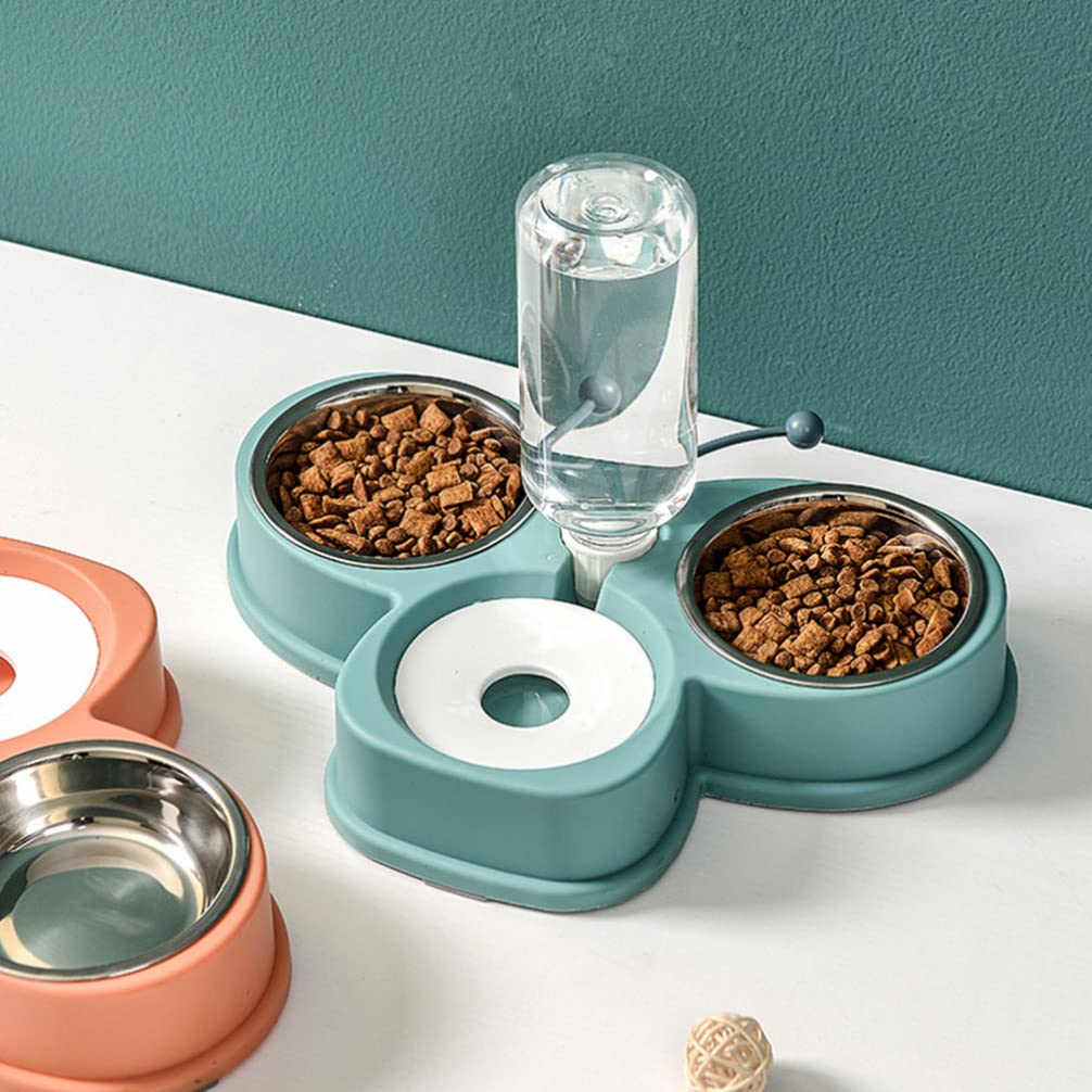 Automatic Pet Feeder & Water Bowl for Dogs and Cats - Double Ceramic Bowls with Neck Protection - Perfect for Home, Travel, and Office Use