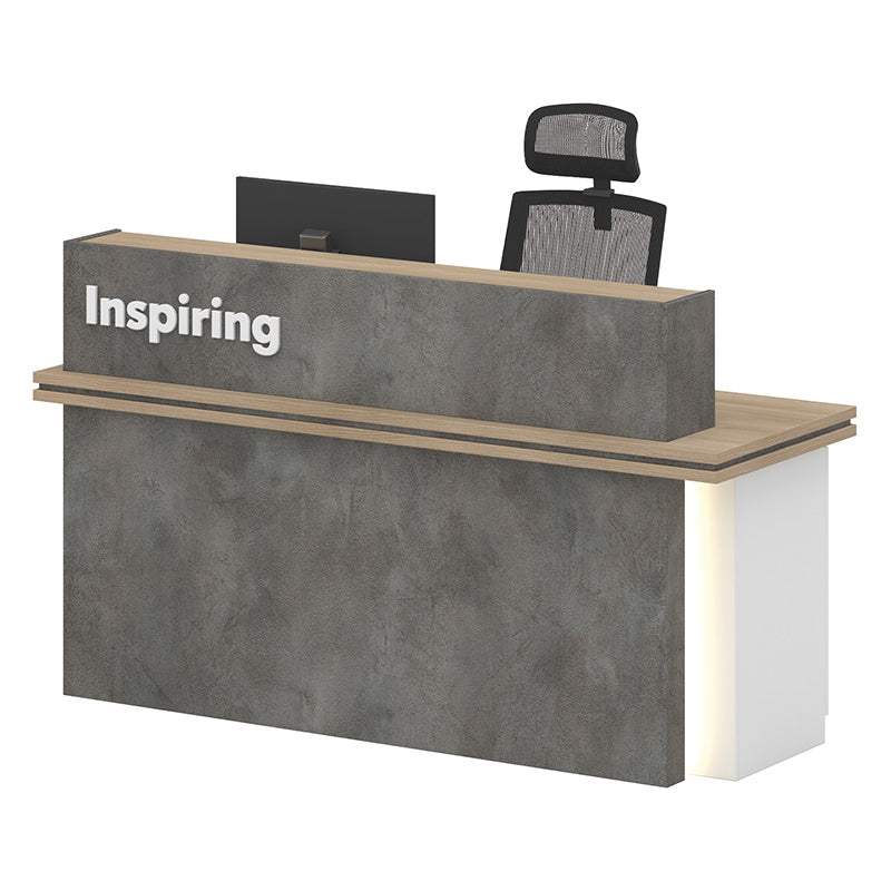 JARIN 1.8M Right Panel Reception Desk - Carbon Grey & White Office Furniture for Hotel, Clinic & Corporate Lobby