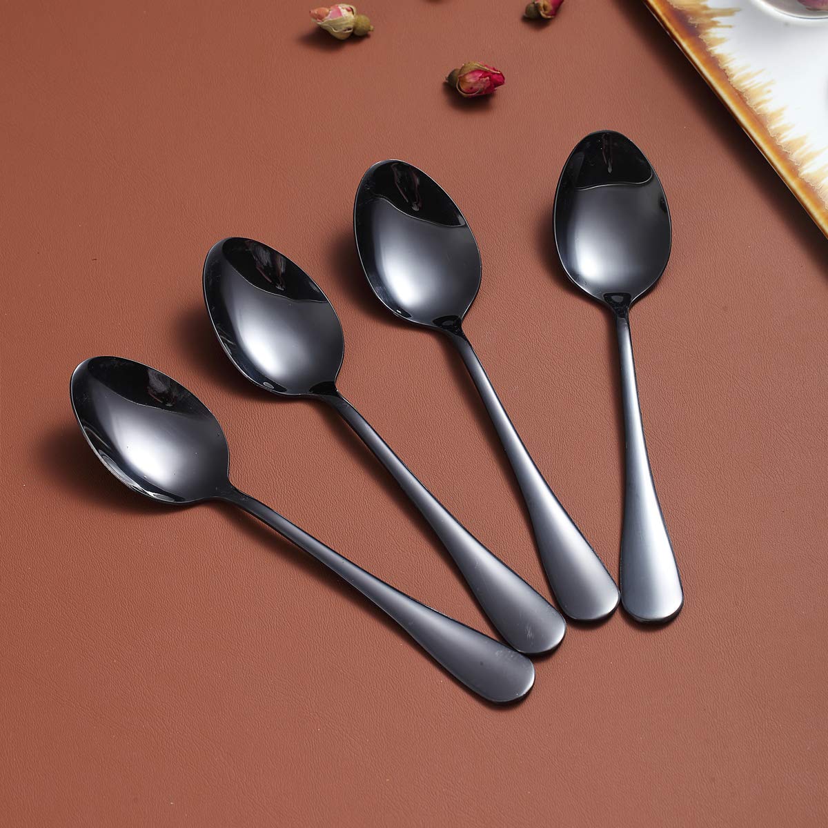 Premium Black Teaspoons Set of 4 - 6.5