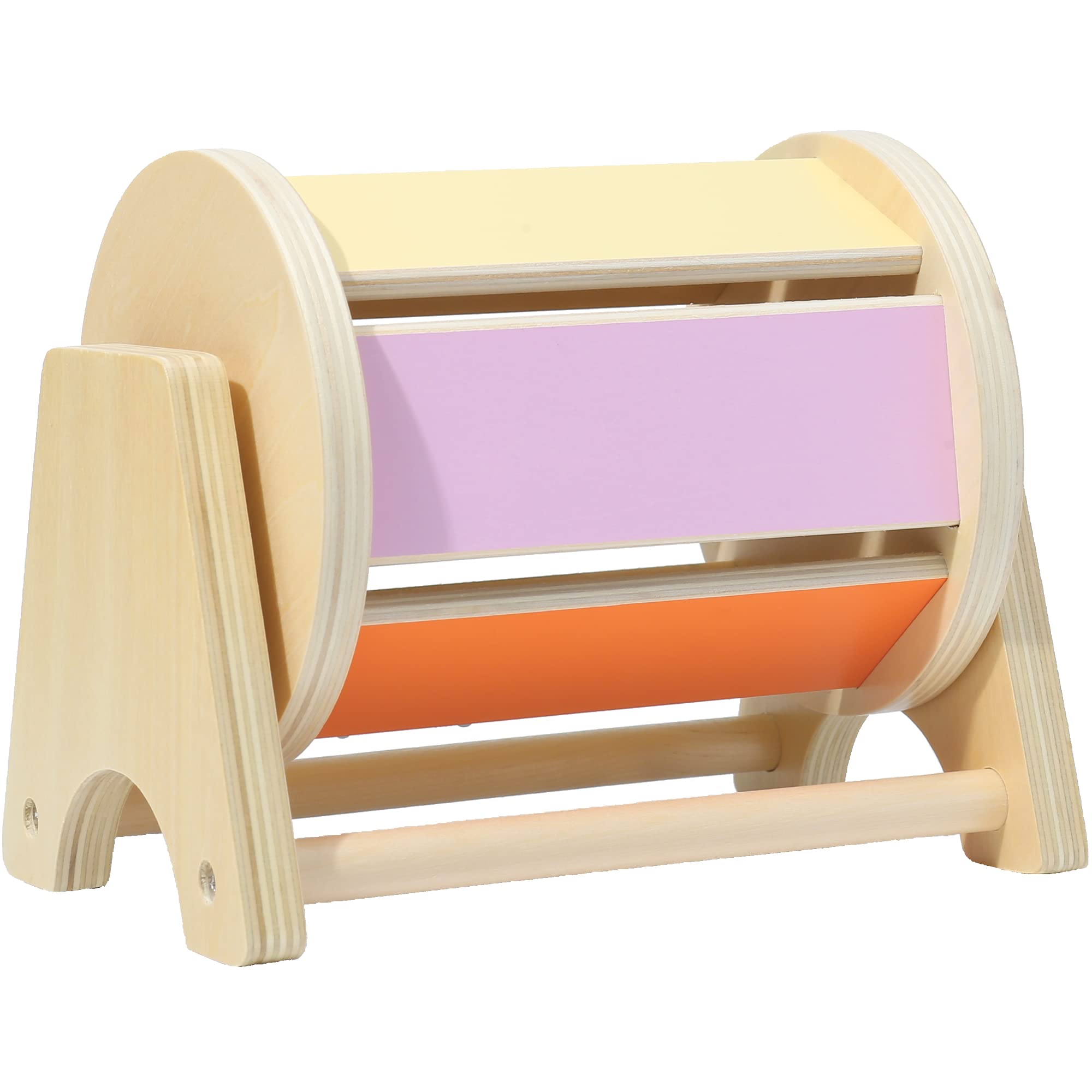Montessori Spinning Rainbow Drum - Wooden Sensory Toy for Babies 0-12 Months with Audible Bells | Early Learning & Developmental Toy for Infants | Perfect for Tummy Time, Sensory Play & Motor Skills Development