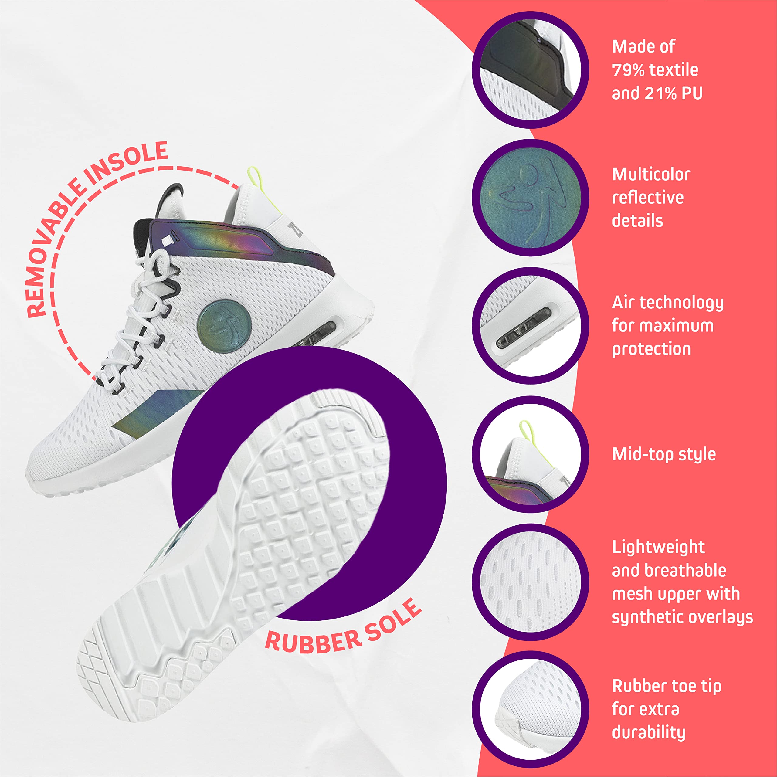 ZUMBA Air Funk Women’s Dance Shoes - Mid-Top Fitness Sneakers for Zumba, Jazzercise & Aerobics - Lightweight & Breathable Workout Shoes for Dance Classes & Gym Training