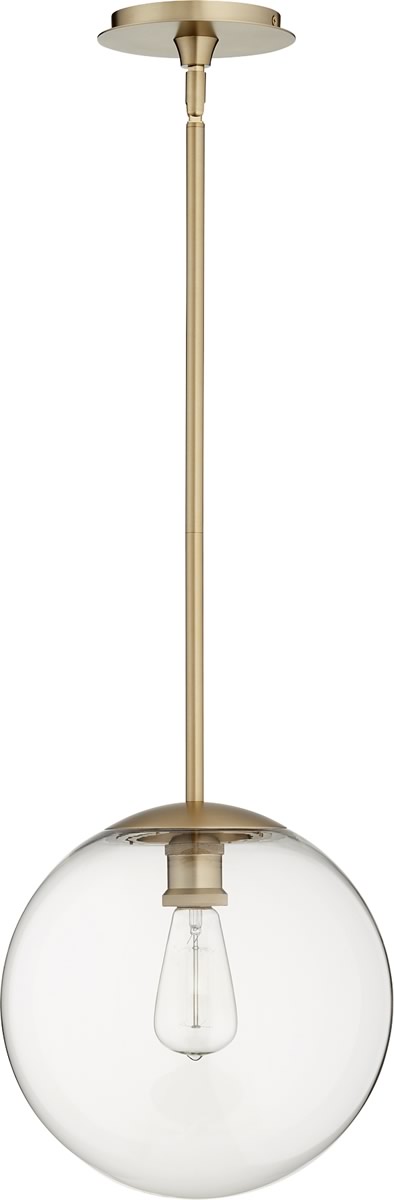 12W Single Light Pendant Fixture in Aged Brass Finish - Perfect for Kitchen Island, Dining Room, or Entryway Lighting