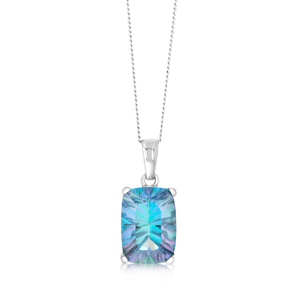 9ct White Gold Natural Treated Adieu Topaz Pendant Necklace - Elegant Jewelry Gift for Women, Perfect for Weddings, Anniversaries & Special Occasions