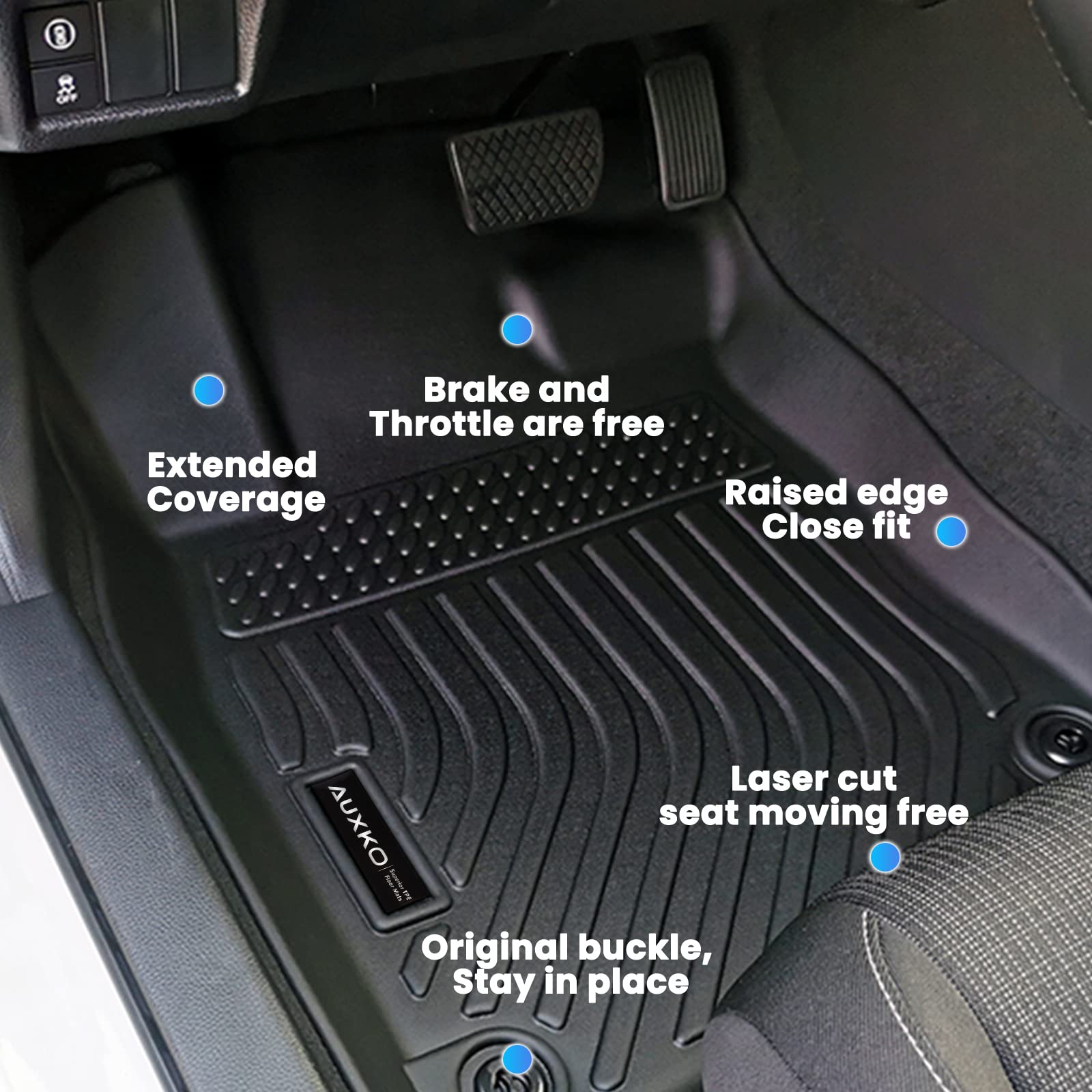 AUXKO Custom Fit All Weather Floor Mats for Honda Civic 2022-2025 & Acura Integra 2023-2025 | Sedan/Hatchback/Si Models | Heavy Duty Anti-Slip Car Floor Liners | Perfect for Daily Commute, Road Trips and All-Season Protection