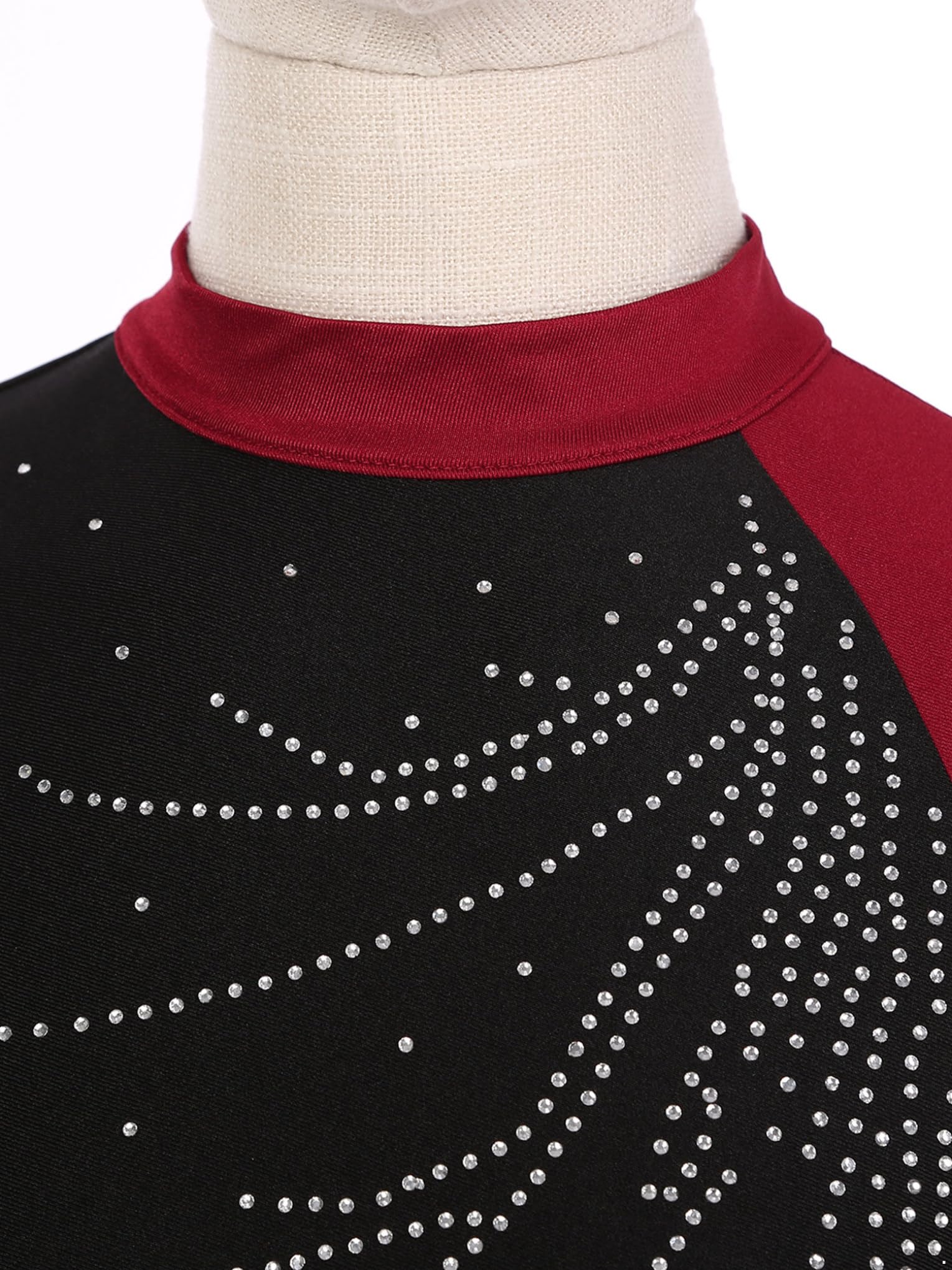 Hansber Women's Rhinestone Ballet Leotard - Long Sleeve Gymnastics Bodysuit for Dance Performances, Recitals, and Practice
