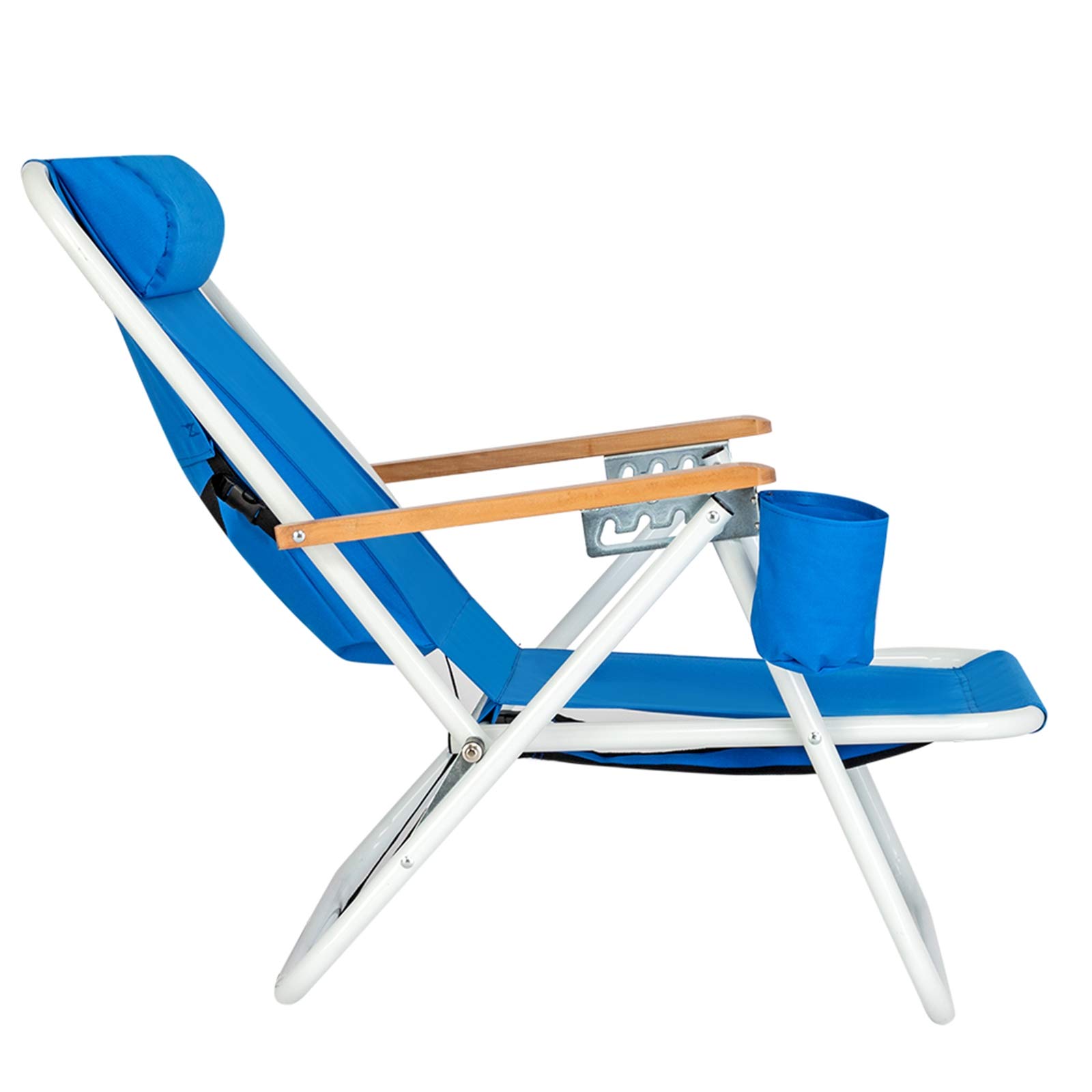 Premium Folding Backpack Beach Chair for Adults & Kids - Adjustable with Cup Holder & Pillow - Portable Outdoor Chair for Beach, Picnics, BBQ, Hiking, Garden & Patio - Supports 220 lbs - Blue