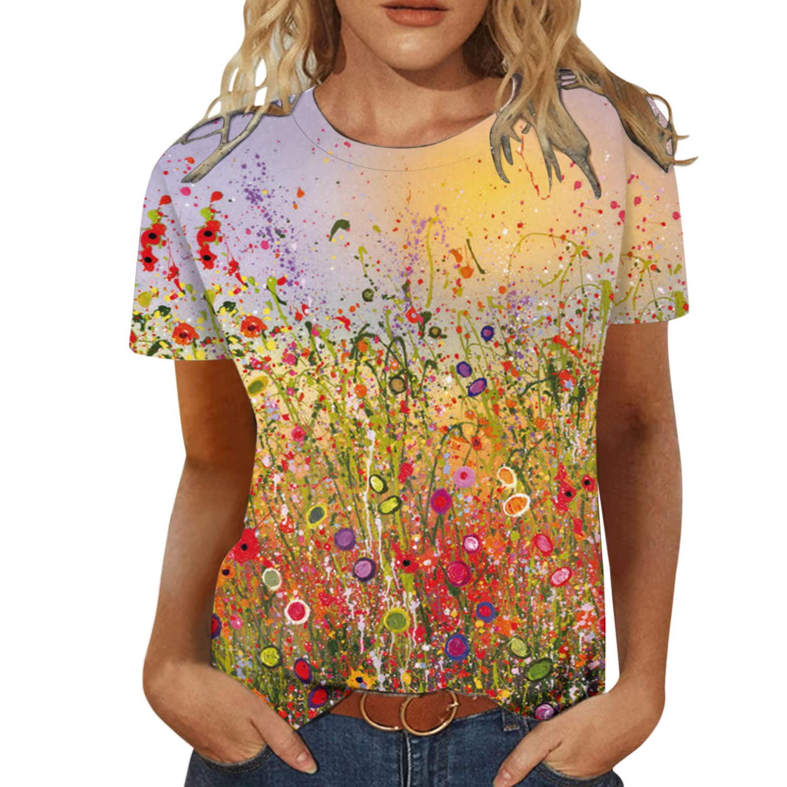 Women's Floral Print Casual Tunic Top - Summer & Fall Crewneck Blouse for Work, Workout & Everyday Wear | Comfortable & Stylish Tank Tops