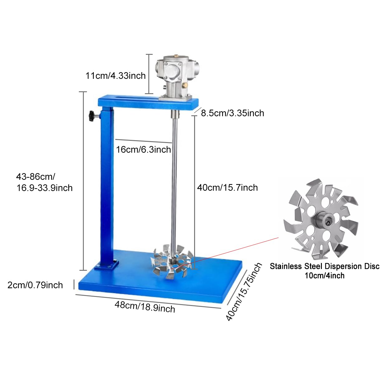 MXBAOHENG 5 Gallon Pneumatic Paint Mixer - Air-Powered Agitator for Dye, Resins & Liquid Medicine - Stainless Steel Dispersion Disc (10cm) - Perfect for Industrial Mixing, Paint Shaking & Chemical Blending