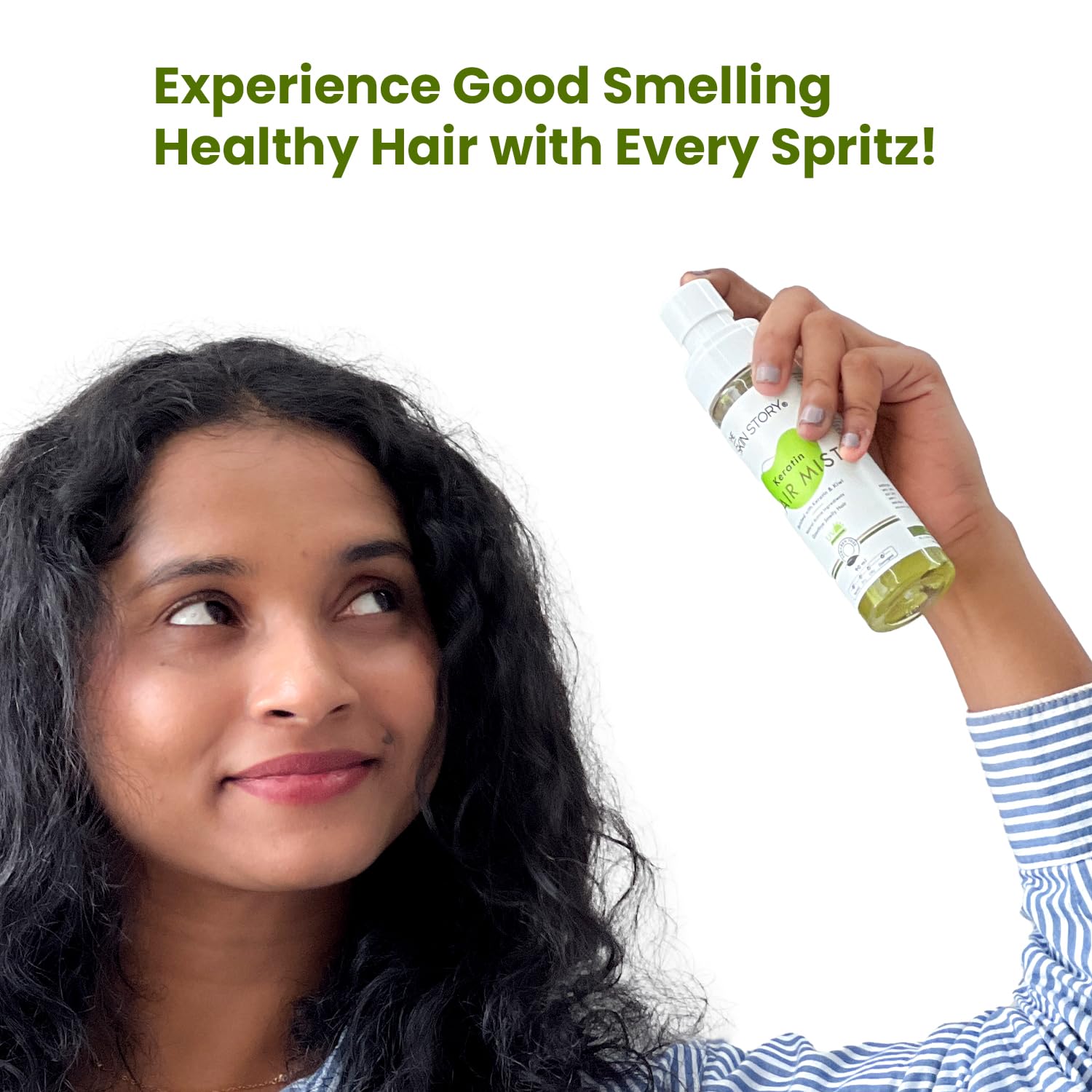 The Skin Story Hair Mist Spray - UV Protection, Frizz Control & Hydrating Hair Perfume with Keratin, Kiwi & Olive Oil | Paraben-Free 100ml | Perfect for Daily Styling, Travel & Heat Protection