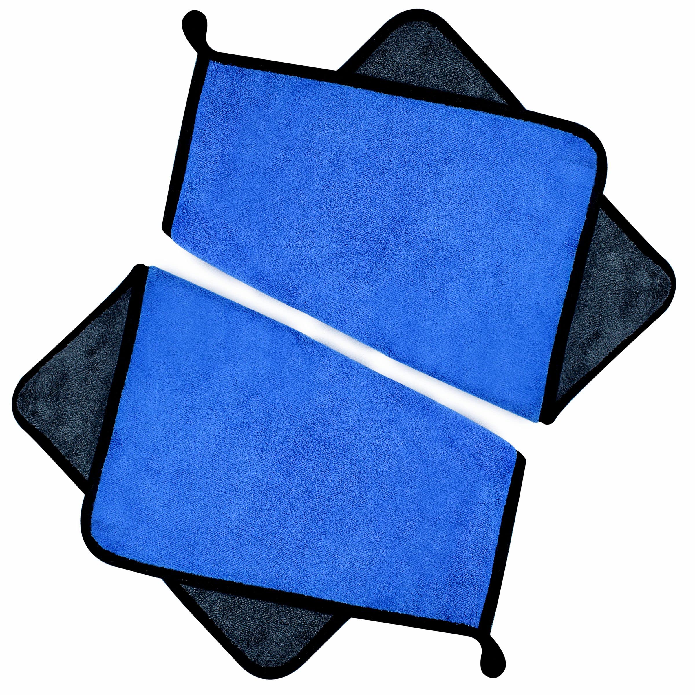 SORAX 800GSM Premium Microfiber Cleaning Cloths - Ultra Absorbent Double-Sided Kitchen Towels for Dusting, Polishing & Multi-Surface Cleaning (2-Pack, Blue) - Perfect for Cars, Windows & Household Cleaning