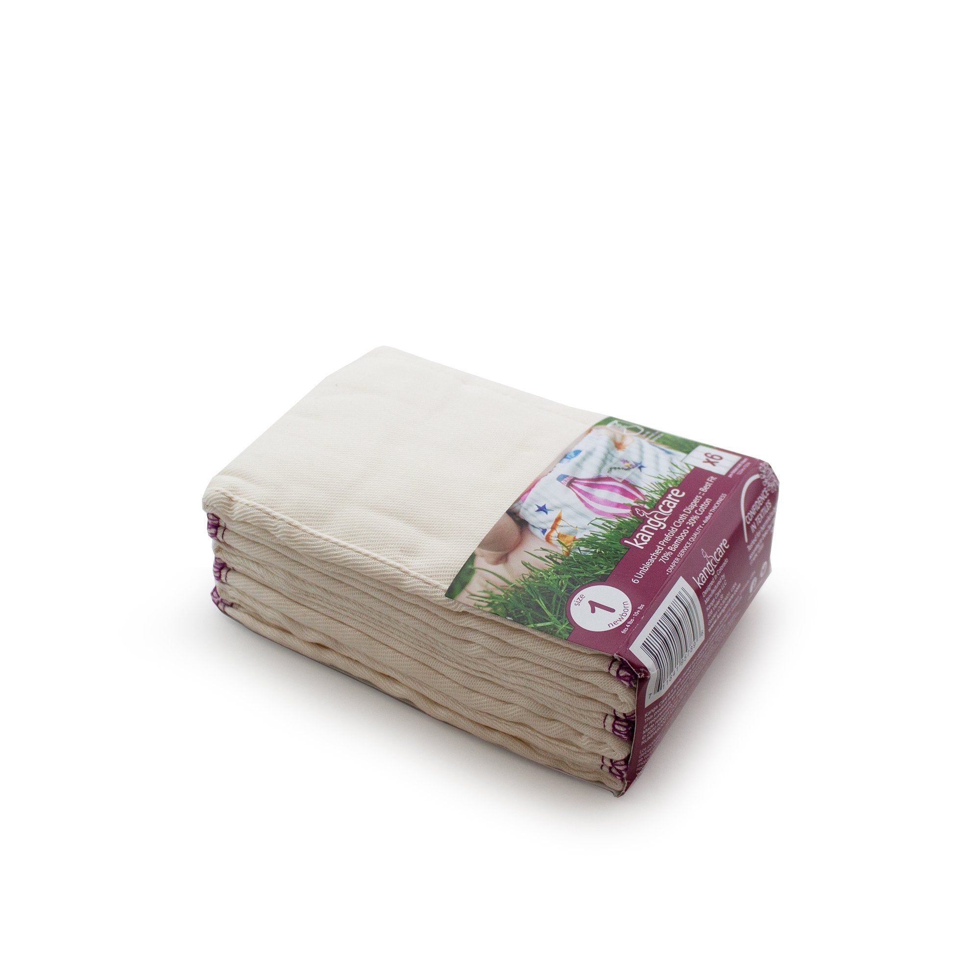 Kanga Care Bamboo Prefold Cloth Diapers - 6 Pack | Eco-Friendly, Super Absorbent & Reusable Baby Diapers for Newborns & Toddlers | Perfect for Daycare, Travel & Overnight Use