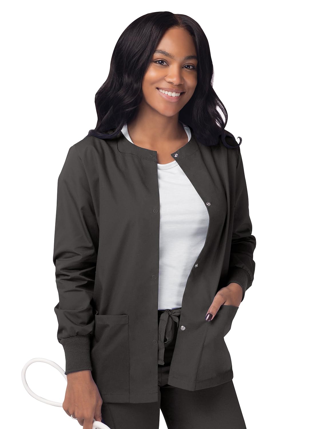 Sivvan Women's Warm-Up Jacket with Front Snap - Comfortable & Stylish Scrub Top for Nurses, Doctors & Healthcare Professionals - Perfect for Clinics, Hospitals & Medical Workwear