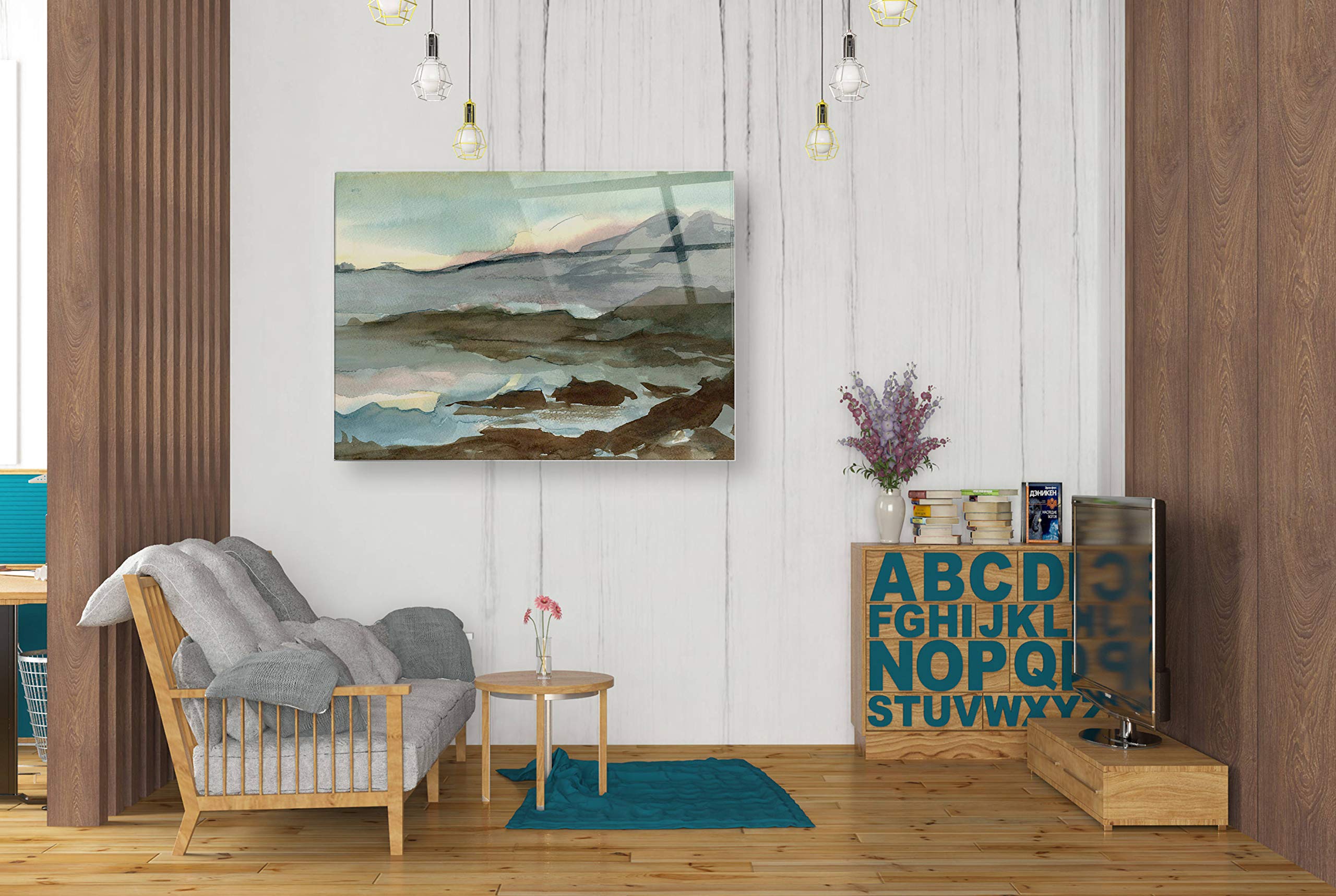 Ethan Harper 'Plein Air Landscape VI' Acrylic Glass Wall Art Print - 24x36 Inches Modern Abstract Painting for Living Room, Bedroom & Office Decor