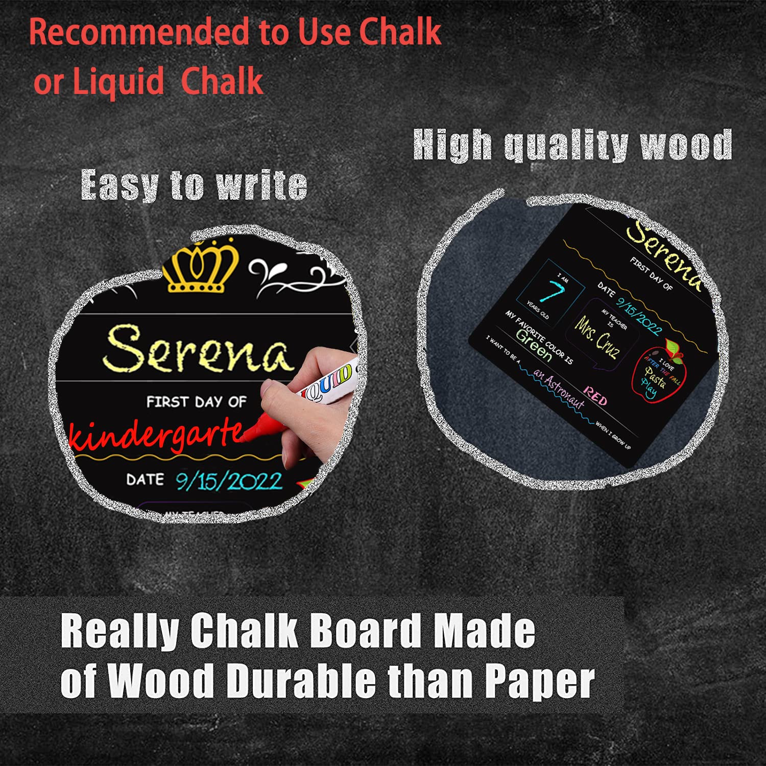Double Sided Reusable Wooden Chalkboard Sign - 11.8