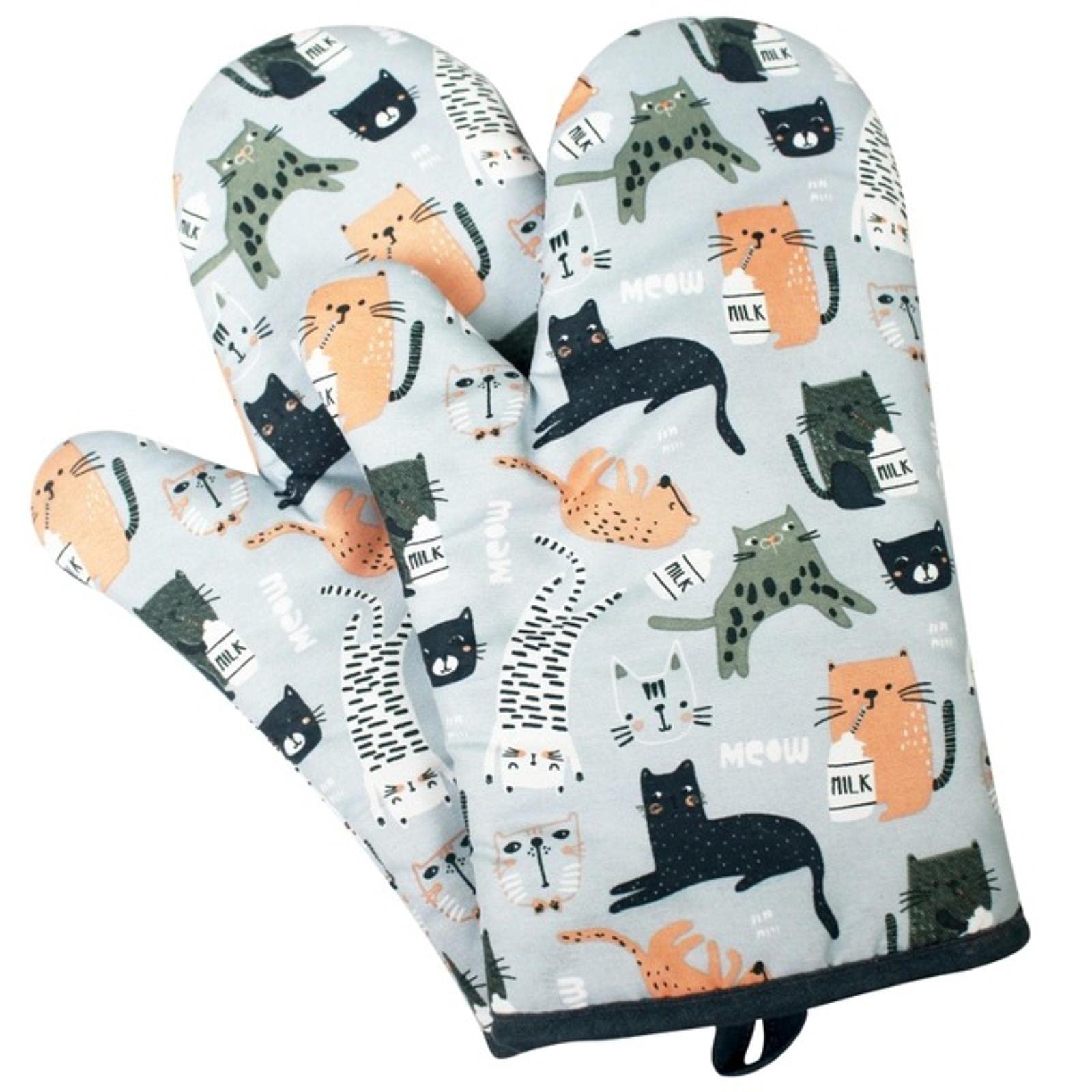Heat Resistant Microwave Oven Gloves - Non-Slip Cotton Insulated Baking Mittens for Cooking, Grilling & Baking - Thickened Kitchen Safety Gloves for Hot Pans, BBQ & Food Handling
