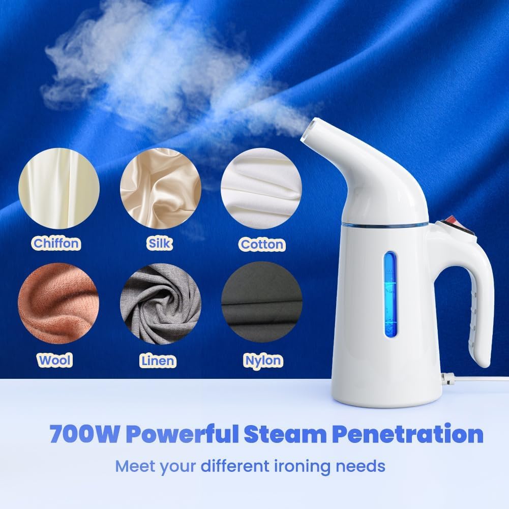 Blesgam 40S Fast Wrinkle Remover Steamer - 120ml Portable Travel Steamer Iron with Water Tank | Steam Brush for Clothes, Shirts & Fabrics | Quick Wrinkle Removal for Suits, Dresses & Delicates | Compact & Lightweight for Home, Office & Travel (GY169, White) | Ideal for Business Trips, Weddings, Daily Outfits, Travel Packing, Last-Minute Outfit Fixes, Hotel Room Wrinkle Removal & Professional Garment Care | Perfect for Home Use, Office Wardrobe Refresh, and On-the-Go Wrinkle Solutions