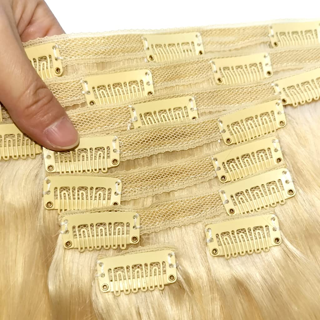 120G 8pcs Human Hair Clip-In Extensions 12