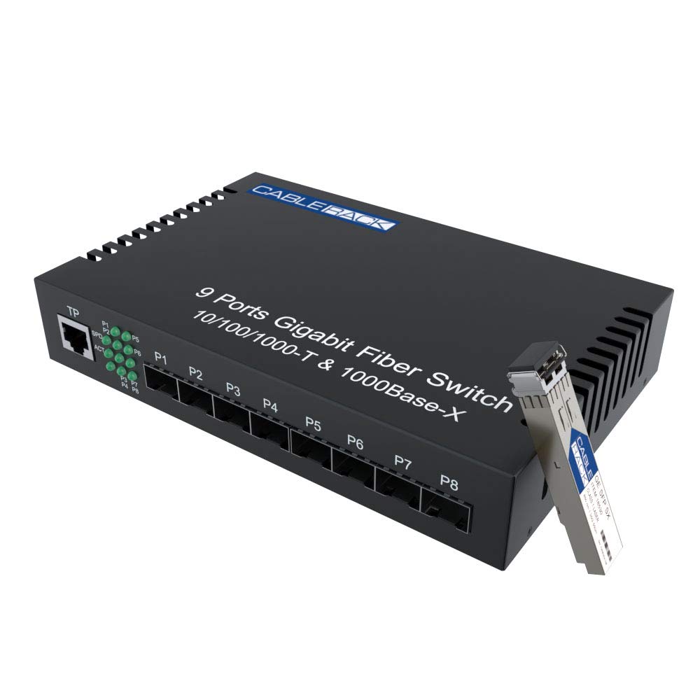 8 Port SFP Unmanaged Ethernet Optical Switch with Multimode SFP Module - High-Speed Network Switch for Home Office, Data Center & Enterprise Networking