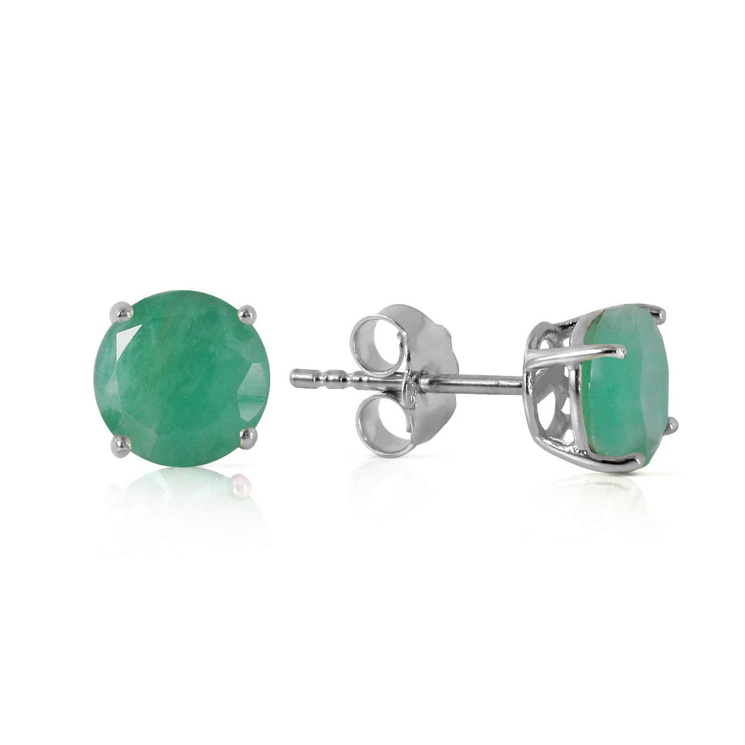 14K White Gold Emerald Stud Earrings - GG Galaxy Gold Collection | Elegant Jewelry for Women, Gift for Her, Wedding, Anniversary & Special Occasions