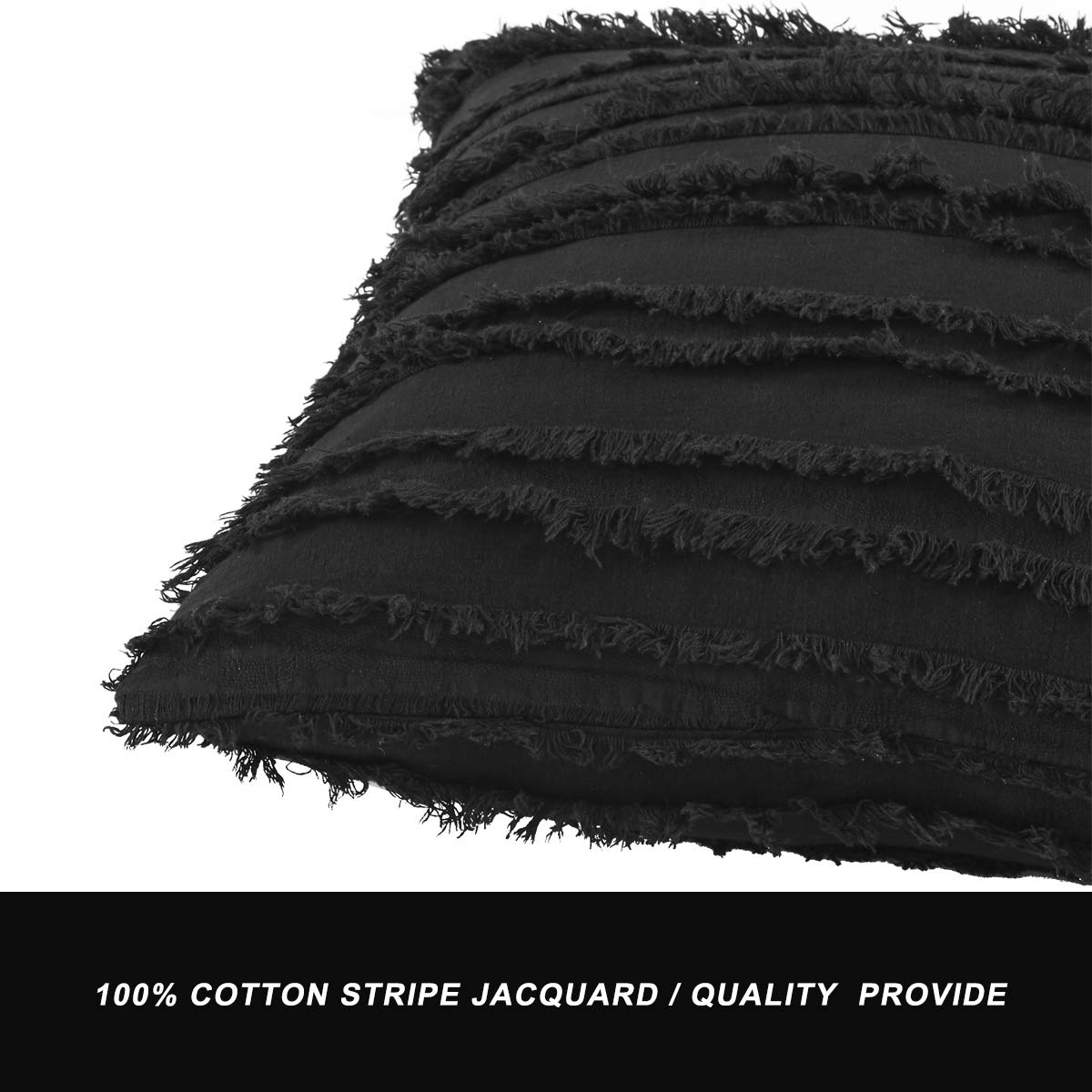 GIGIZAZA 20x20 Inch Black Cotton Linen Throw Pillow Covers for Couch, Sofa & Bed - Soft Square Decorative Cushion Covers for Living Room, Bedroom & Home Decor